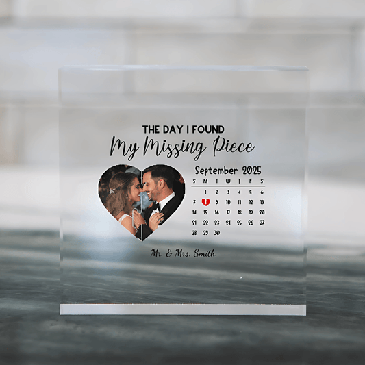 Acrylic Calendar Block – My Missing Piece Personalized Gift – Custom Home Decor by PixelCraft360, unique decoration for events and special gifts