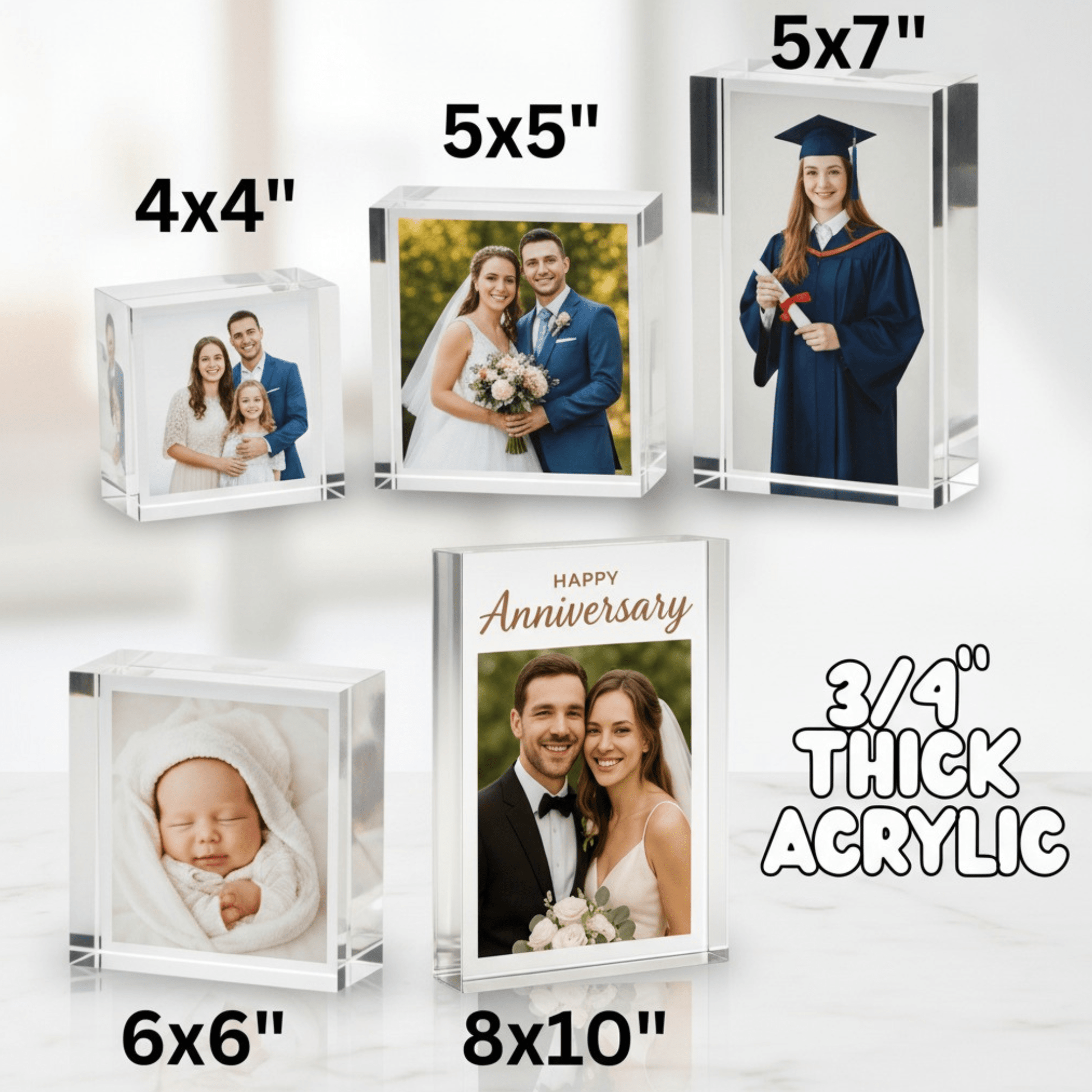 ✨ ¾″ Acrylic Photo Block — crystal - clear depth for your best memories – Custom Home Decor by PixelCraft360, unique decoration for events and special gifts