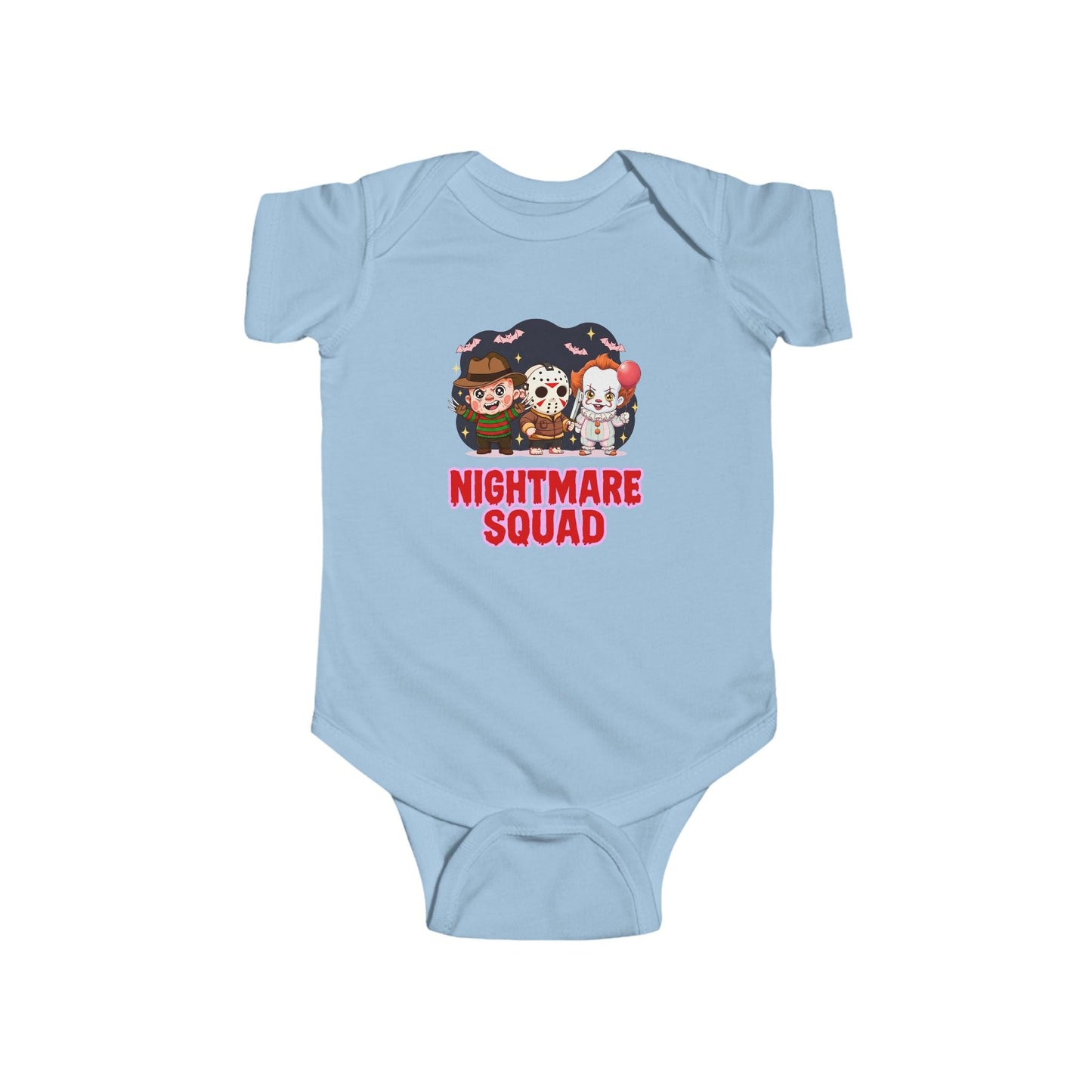 Nightmare Squad Baby Bodysuit | Infant Halloween Outfit, Funny Horror Baby Clothing, Creepy Cotton Onesie, Baby Shower Gift – Custom Kids clothes by PixelCraft360, unique decoration for events and special gifts