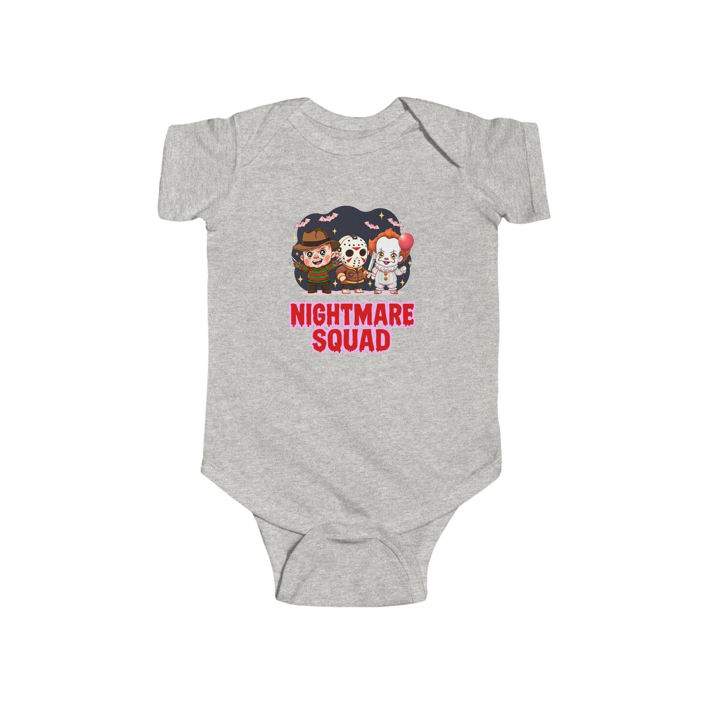 Nightmare Squad Baby Bodysuit | Infant Halloween Outfit, Funny Horror Baby Clothing, Creepy Cotton Onesie, Baby Shower Gift – Custom Kids clothes by PixelCraft360, unique decoration for events and special gifts