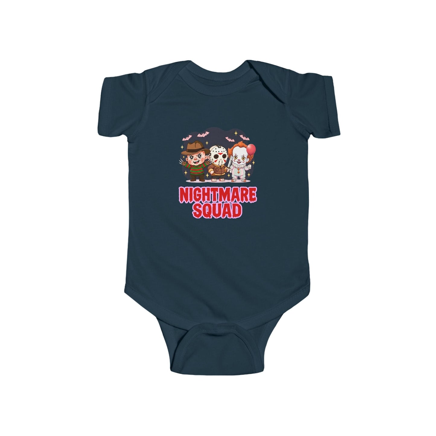 Nightmare Squad Baby Bodysuit | Infant Halloween Outfit, Funny Horror Baby Clothing, Creepy Cotton Onesie, Baby Shower Gift – Custom Kids clothes by PixelCraft360, unique decoration for events and special gifts