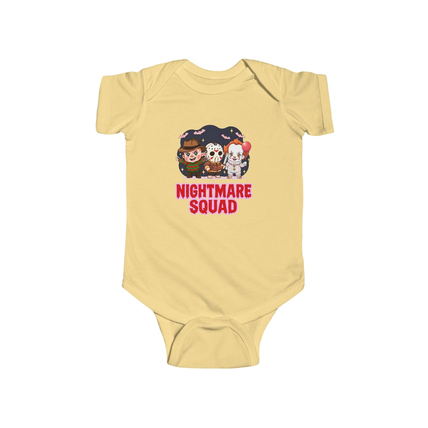 Nightmare Squad Baby Bodysuit | Infant Halloween Outfit, Funny Horror Baby Clothing, Creepy Cotton Onesie, Baby Shower Gift – Custom Kids clothes by PixelCraft360, unique decoration for events and special gifts