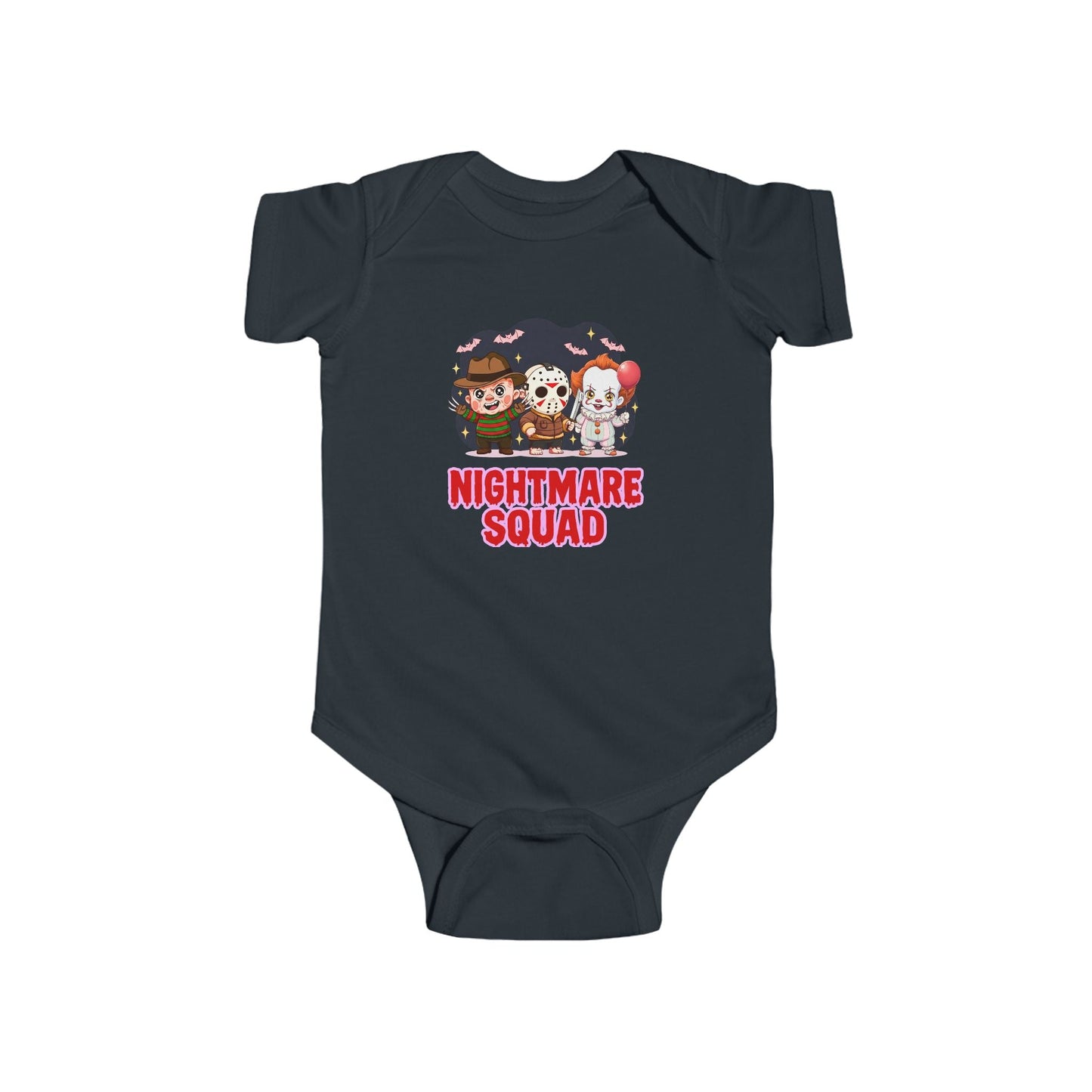 Nightmare Squad Baby Bodysuit | Infant Halloween Outfit, Funny Horror Baby Clothing, Creepy Cotton Onesie, Baby Shower Gift – Custom Kids clothes by PixelCraft360, unique decoration for events and special gifts