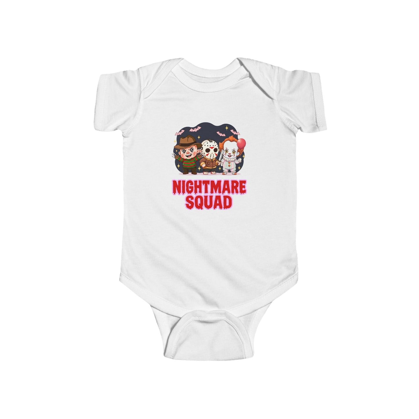 Nightmare Squad Baby Bodysuit | Infant Halloween Outfit, Funny Horror Baby Clothing, Creepy Cotton Onesie, Baby Shower Gift – Custom Kids clothes by PixelCraft360, unique decoration for events and special gifts