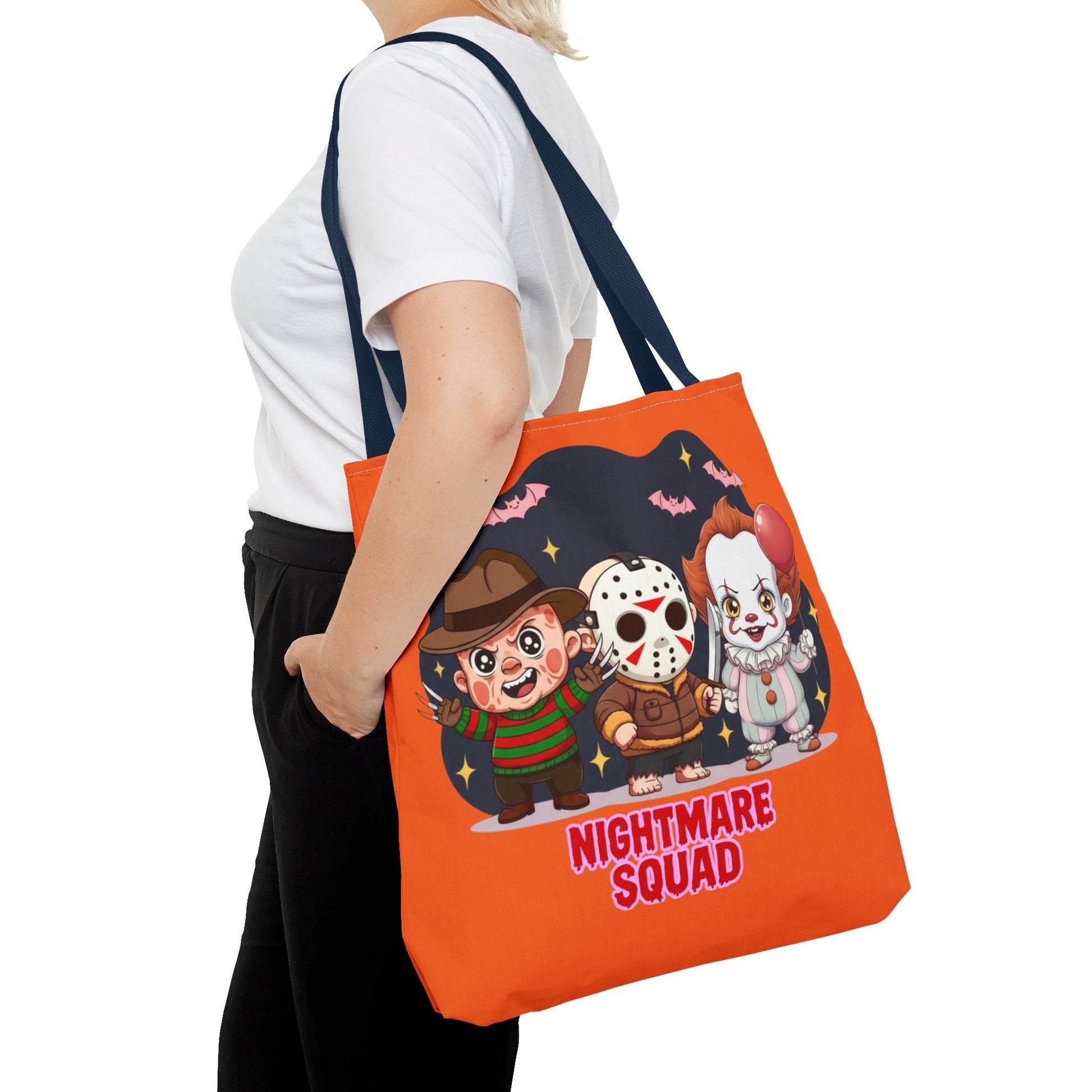Nightmare Squad Halloween Tote Bag, Spooktacular Gift, Horror Movie Lovers, Trick or Treat, Party Favor – Custom Bags by PixelCraft360, unique decoration for events and special gifts