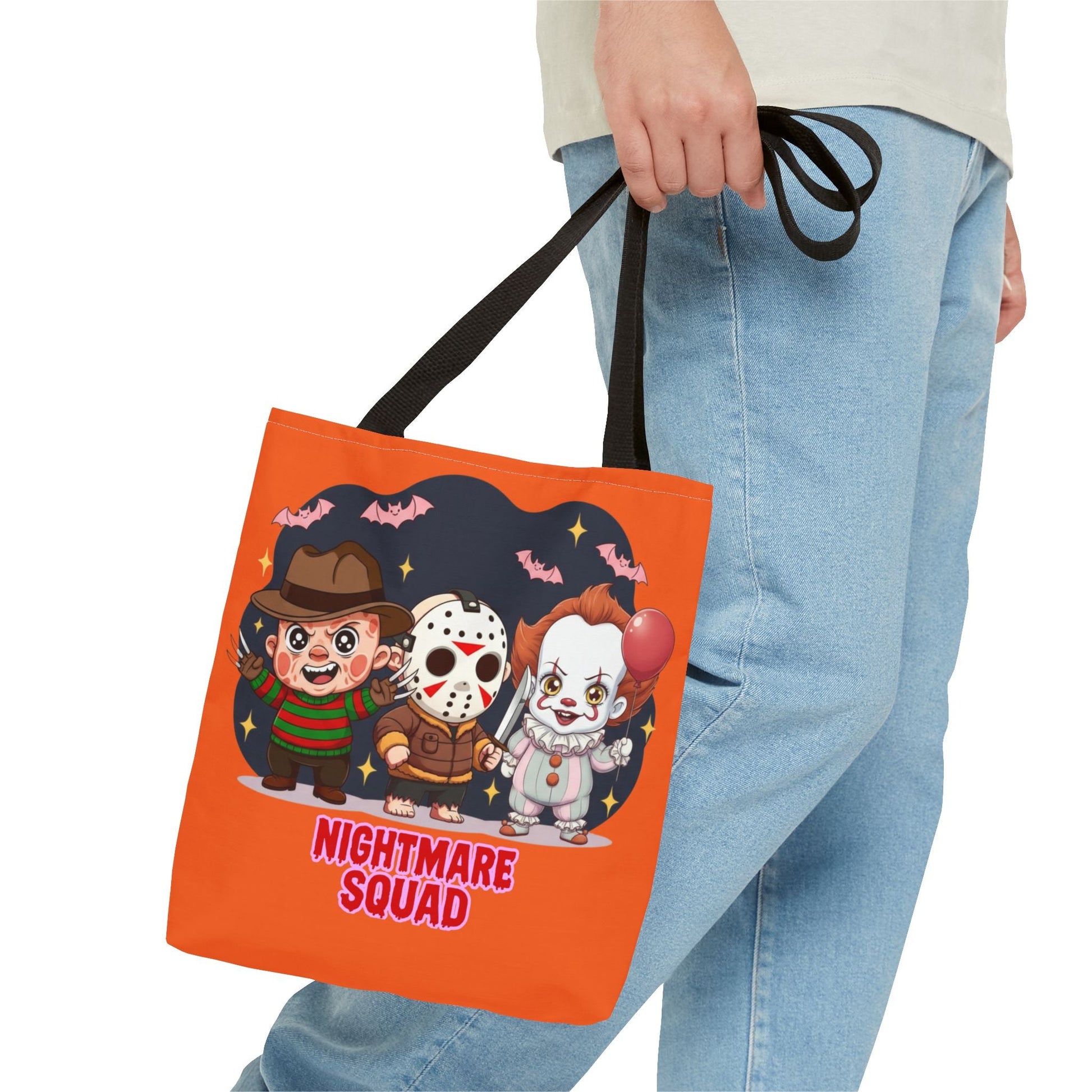 Nightmare Squad Halloween Tote Bag, Spooktacular Gift, Horror Movie Lovers, Trick or Treat, Party Favor – Custom Bags by PixelCraft360, unique decoration for events and special gifts