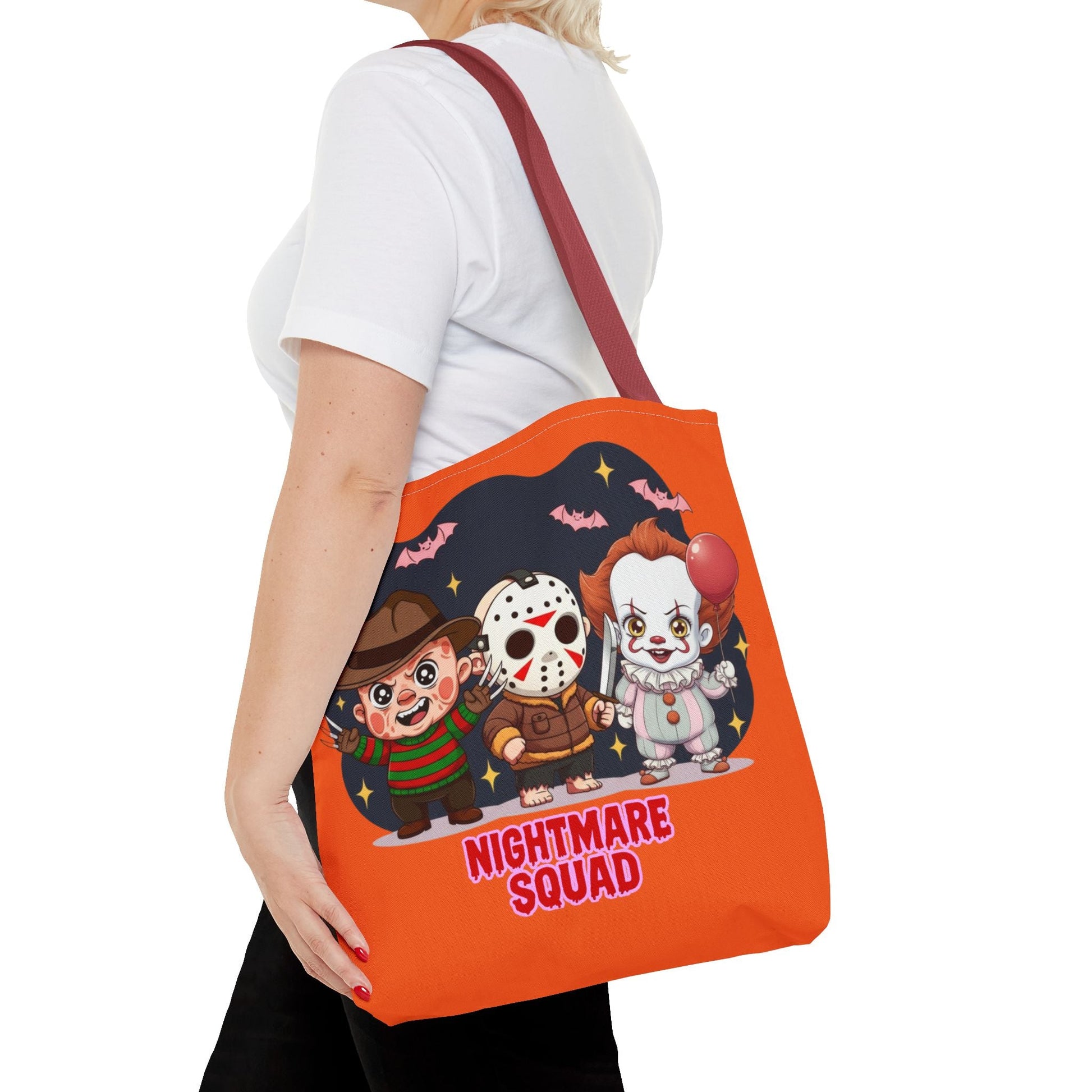 Nightmare Squad Halloween Tote Bag, Spooktacular Gift, Horror Movie Lovers, Trick or Treat, Party Favor – Custom Bags by PixelCraft360, unique decoration for events and special gifts