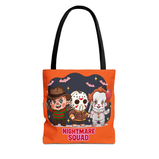 Nightmare Squad Halloween Tote Bag, Spooktacular Gift, Horror Movie Lovers, Trick or Treat, Party Favor – Custom Bags by PixelCraft360, unique decoration for events and special gifts