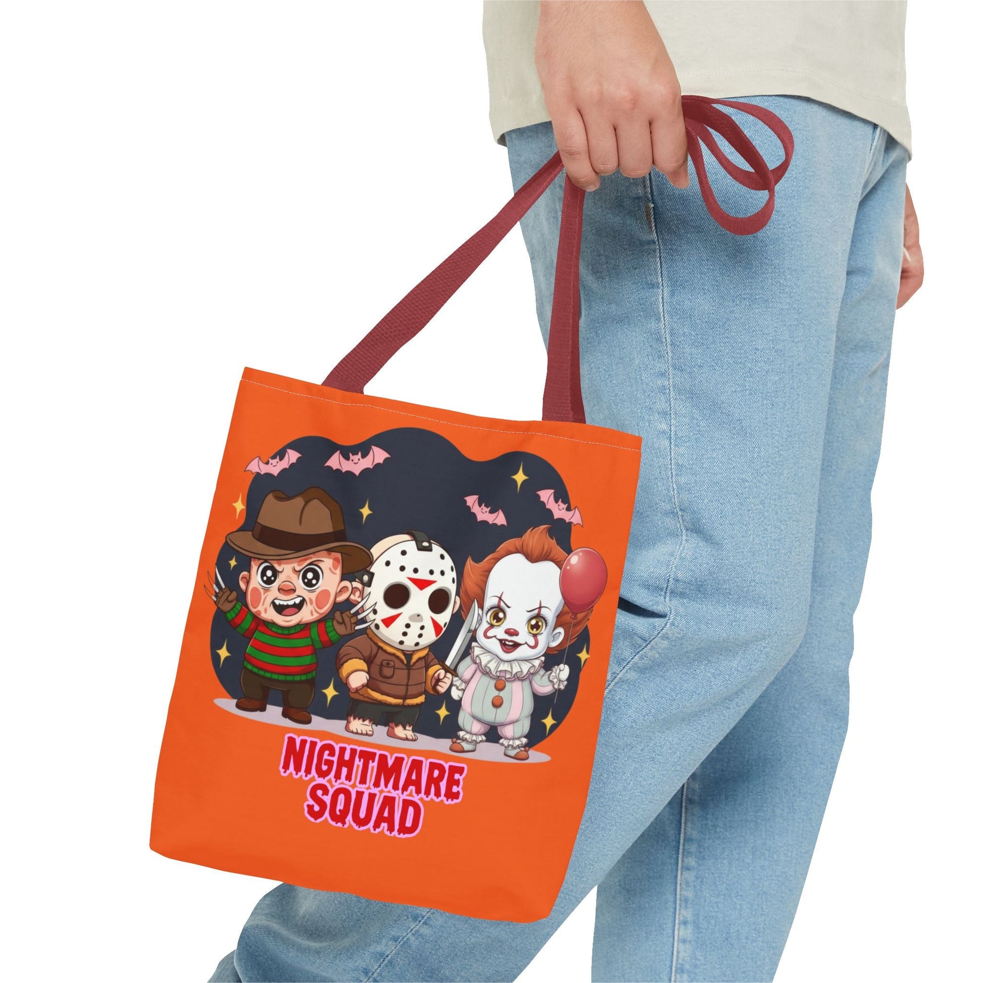 Nightmare Squad Halloween Tote Bag, Spooktacular Gift, Horror Movie Lovers, Trick or Treat, Party Favor – Custom Bags by PixelCraft360, unique decoration for events and special gifts