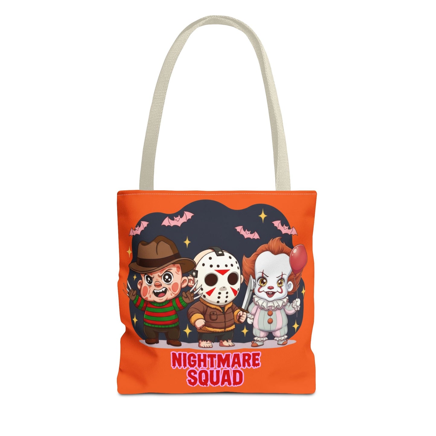 Nightmare Squad Halloween Tote Bag, Spooktacular Gift, Horror Movie Lovers, Trick or Treat, Party Favor – Custom Bags by PixelCraft360, unique decoration for events and special gifts
