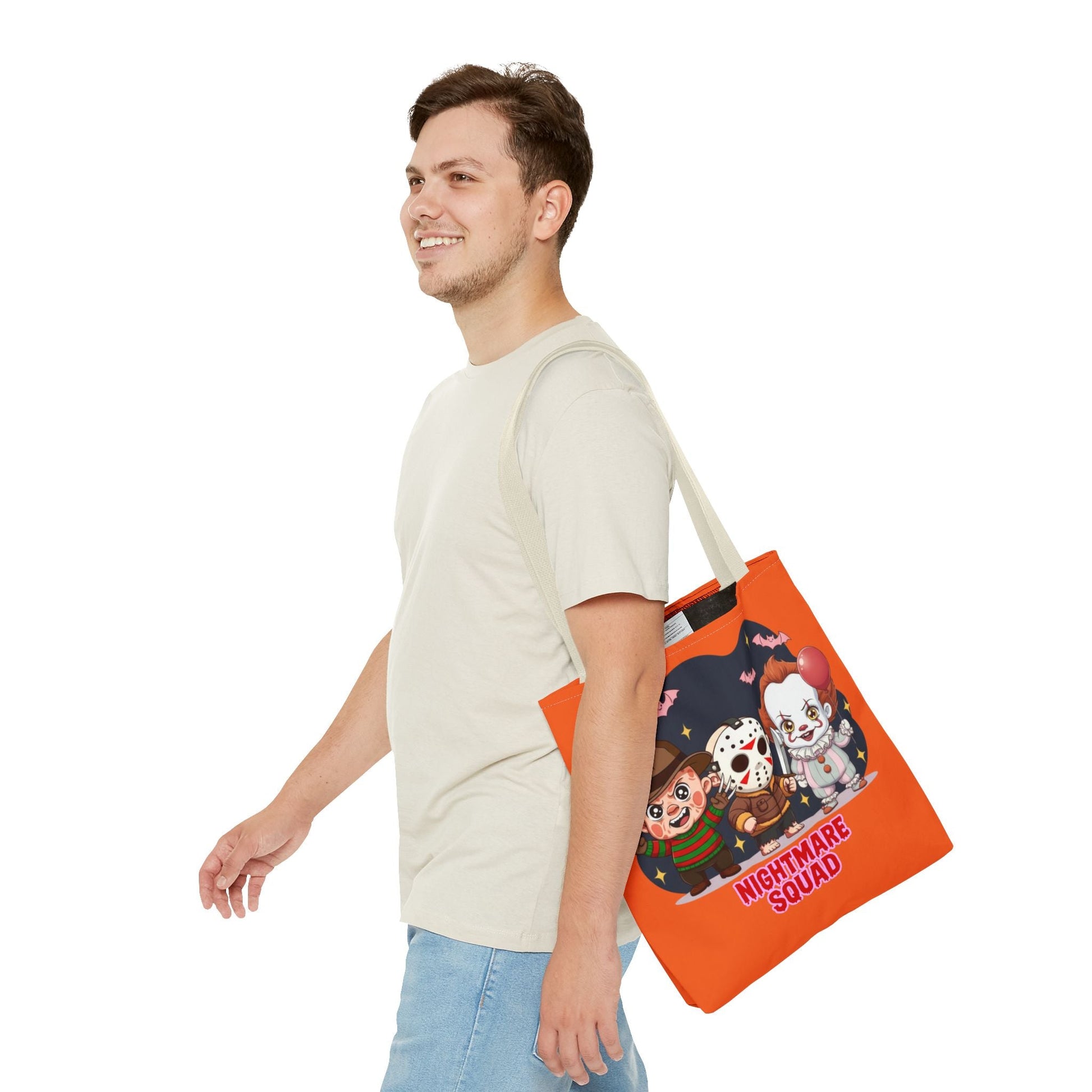 Nightmare Squad Halloween Tote Bag, Spooktacular Gift, Horror Movie Lovers, Trick or Treat, Party Favor – Custom Bags by PixelCraft360, unique decoration for events and special gifts