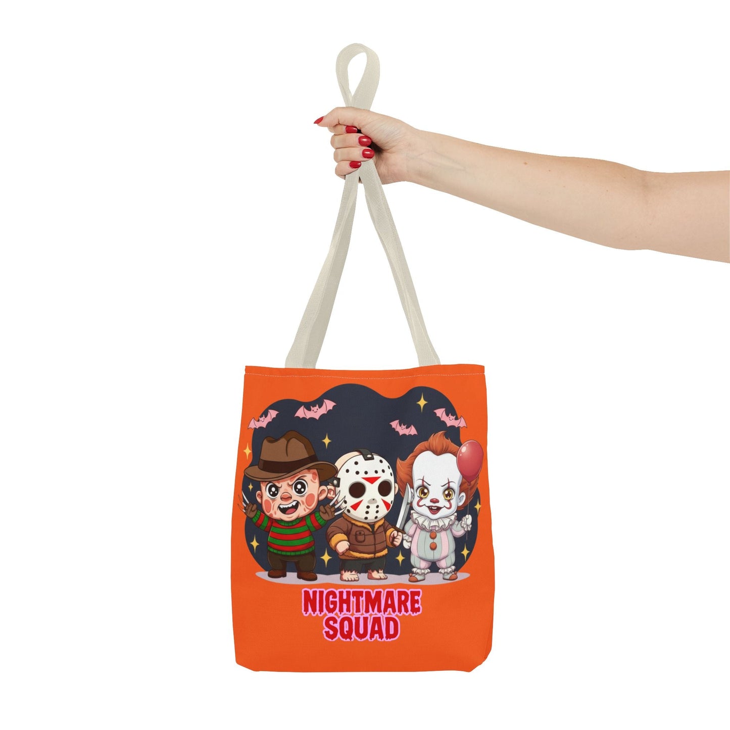 Nightmare Squad Halloween Tote Bag, Spooktacular Gift, Horror Movie Lovers, Trick or Treat, Party Favor – Custom Bags by PixelCraft360, unique decoration for events and special gifts