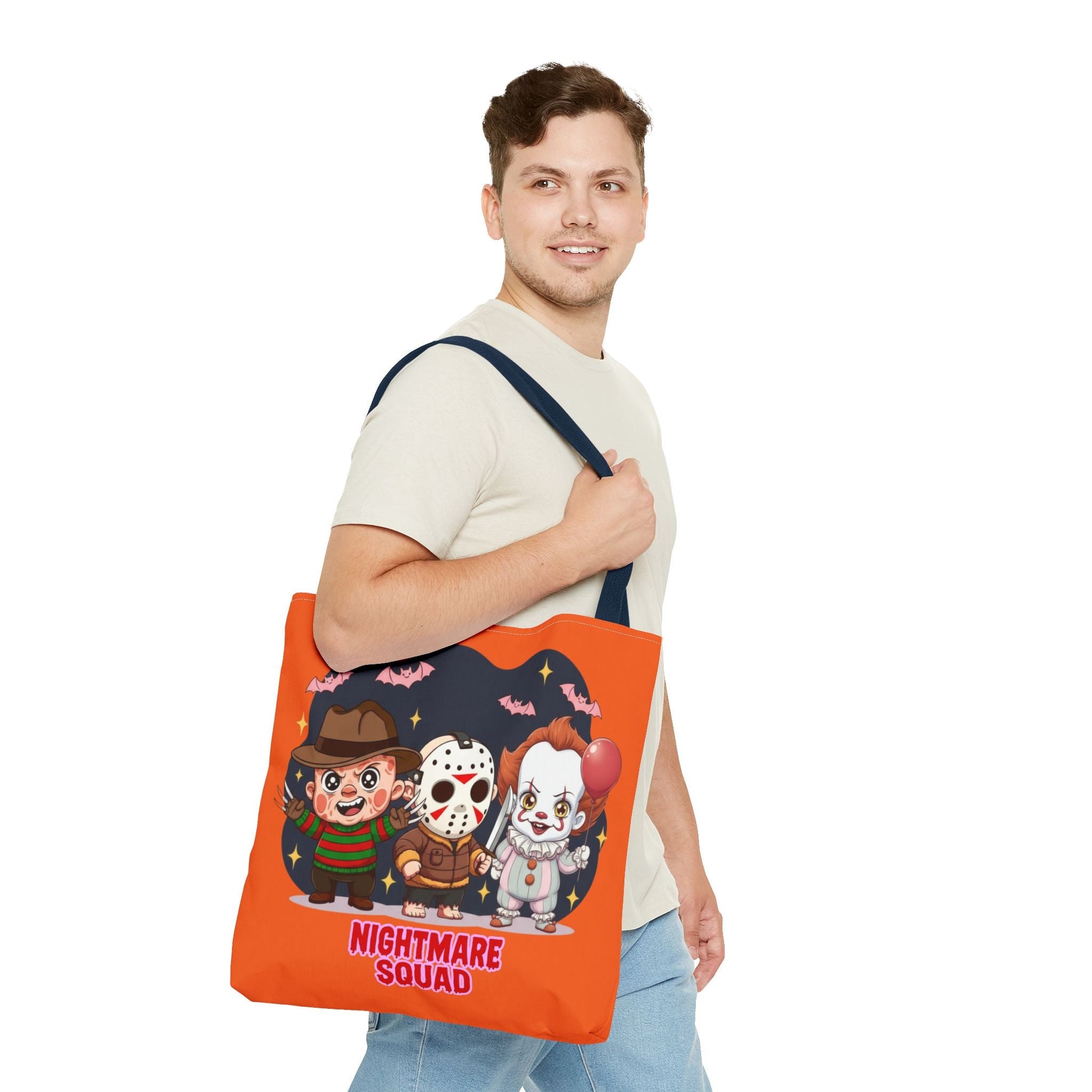 Nightmare Squad Halloween Tote Bag, Spooktacular Gift, Horror Movie Lovers, Trick or Treat, Party Favor – Custom Bags by PixelCraft360, unique decoration for events and special gifts