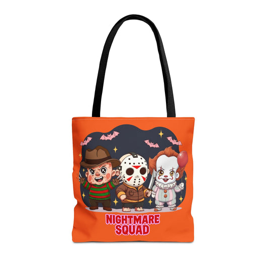 Nightmare Squad Halloween Tote Bag, Spooktacular Gift, Horror Movie Lovers, Trick or Treat, Party Favor – Custom Bags by PixelCraft360, unique decoration for events and special gifts