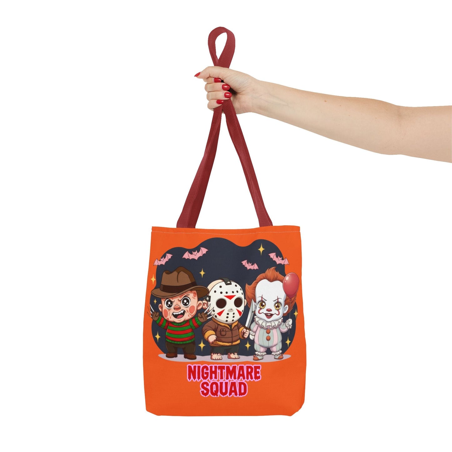 Nightmare Squad Halloween Tote Bag, Spooktacular Gift, Horror Movie Lovers, Trick or Treat, Party Favor – Custom Bags by PixelCraft360, unique decoration for events and special gifts