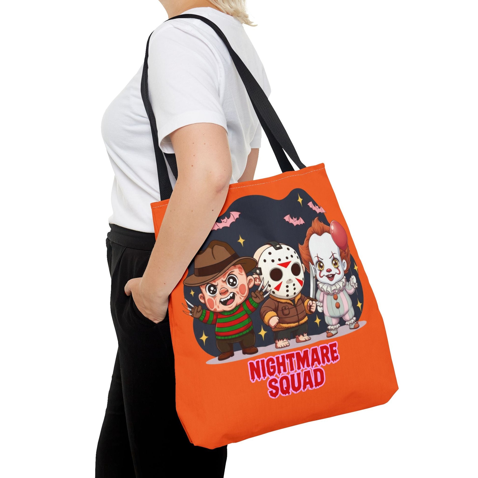 Nightmare Squad Halloween Tote Bag, Spooktacular Gift, Horror Movie Lovers, Trick or Treat, Party Favor – Custom Bags by PixelCraft360, unique decoration for events and special gifts
