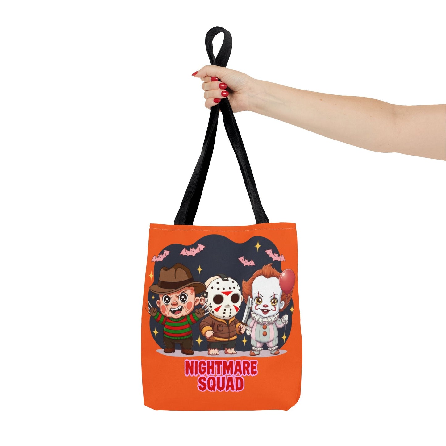 Nightmare Squad Halloween Tote Bag, Spooktacular Gift, Horror Movie Lovers, Trick or Treat, Party Favor – Custom Bags by PixelCraft360, unique decoration for events and special gifts