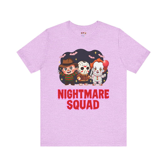 Nightmare Squad Spooky Trio Unisex T‑Shirt | Cute Halloween Graphic Tee | Soft Cotton Front & Back Print – Custom T-Shirt by PixelCraft360, unique decoration for events and special gifts