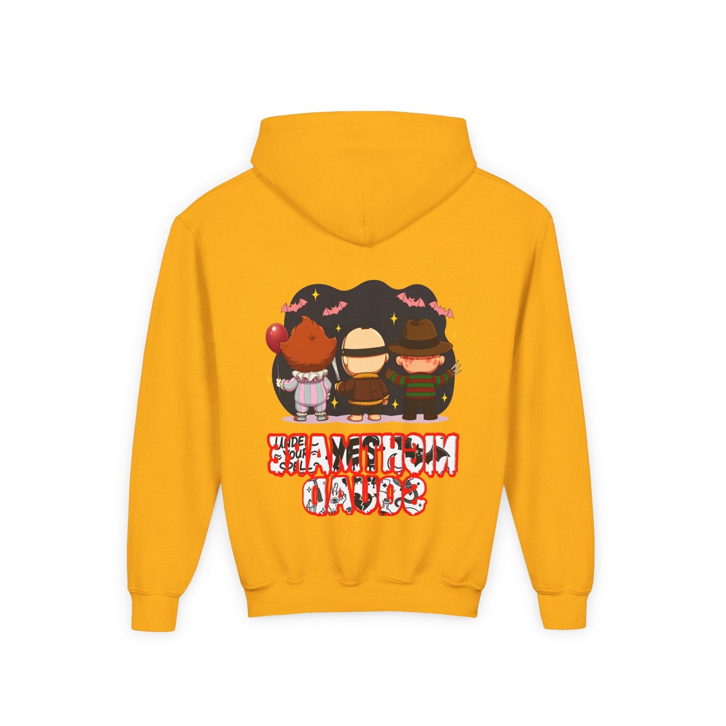 Spooky Kids’ Hoodie | Youth Heavy Blend™ Halloween Sweatshirt | Cozy Fleece, Front & Back Print, Trick - or - Treat Outfit, Horror Fan Gift – Custom Kids clothes by PixelCraft360, unique decoration for events and special gifts