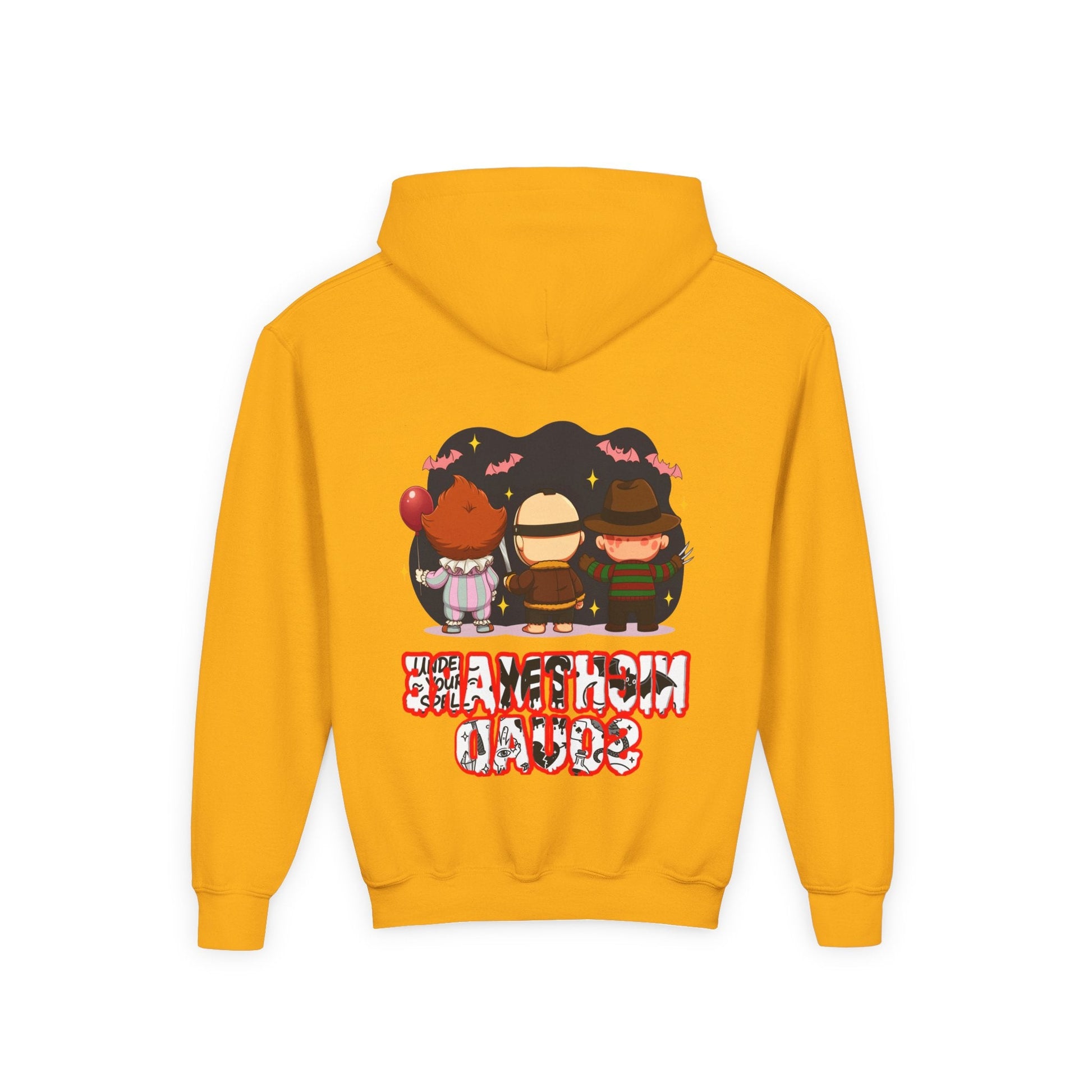 Spooky Kids’ Hoodie | Youth Heavy Blend™ Halloween Sweatshirt | Cozy Fleece, Front & Back Print, Trick - or - Treat Outfit, Horror Fan Gift – Custom Kids clothes by PixelCraft360, unique decoration for events and special gifts