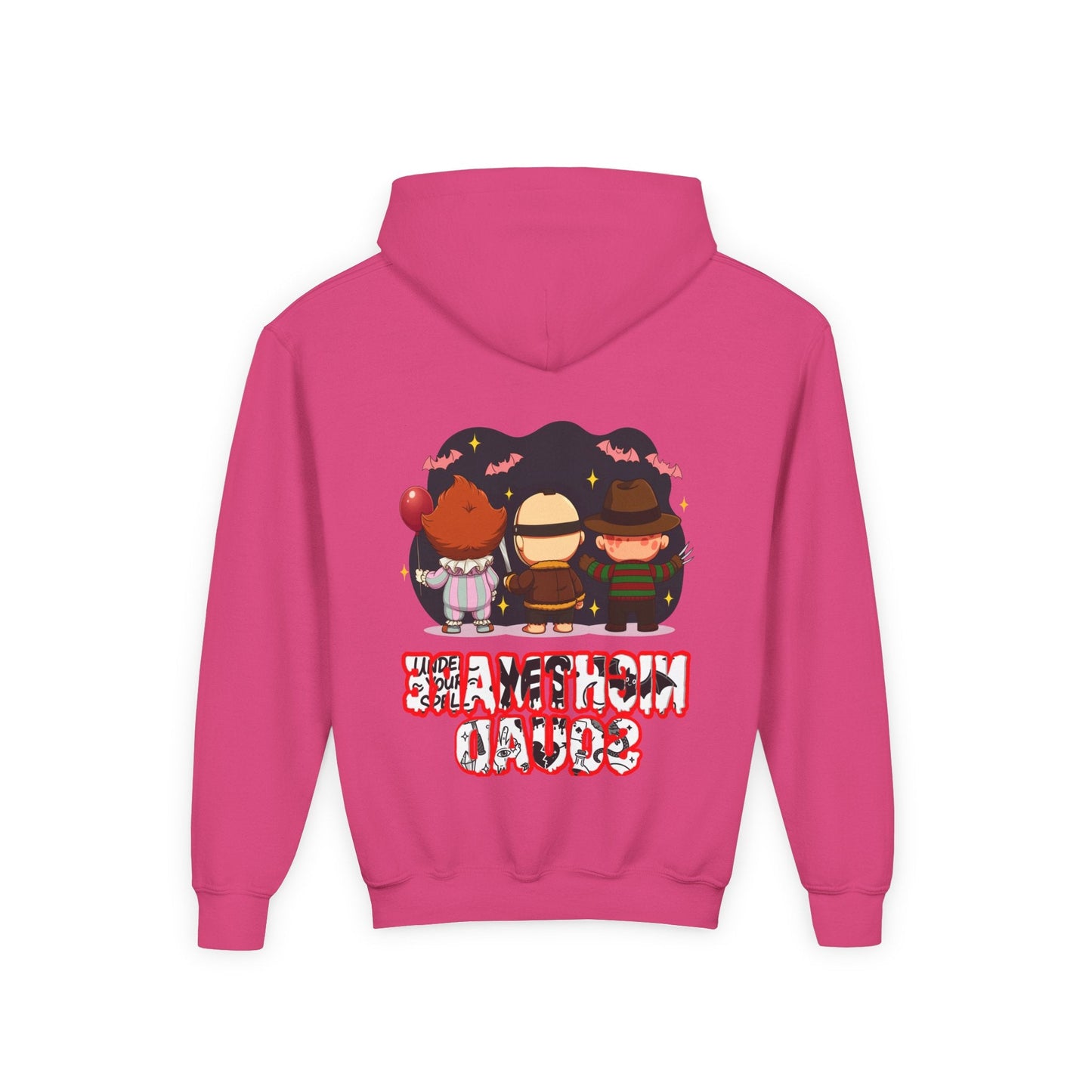 Spooky Kids’ Hoodie | Youth Heavy Blend™ Halloween Sweatshirt | Cozy Fleece, Front & Back Print, Trick - or - Treat Outfit, Horror Fan Gift – Custom Kids clothes by PixelCraft360, unique decoration for events and special gifts