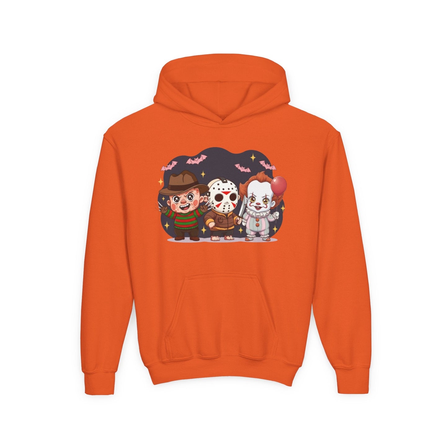 Spooky Kids’ Hoodie | Youth Heavy Blend™ Halloween Sweatshirt | Cozy Fleece, Front & Back Print, Trick - or - Treat Outfit, Horror Fan Gift – Custom Kids clothes by PixelCraft360, unique decoration for events and special gifts