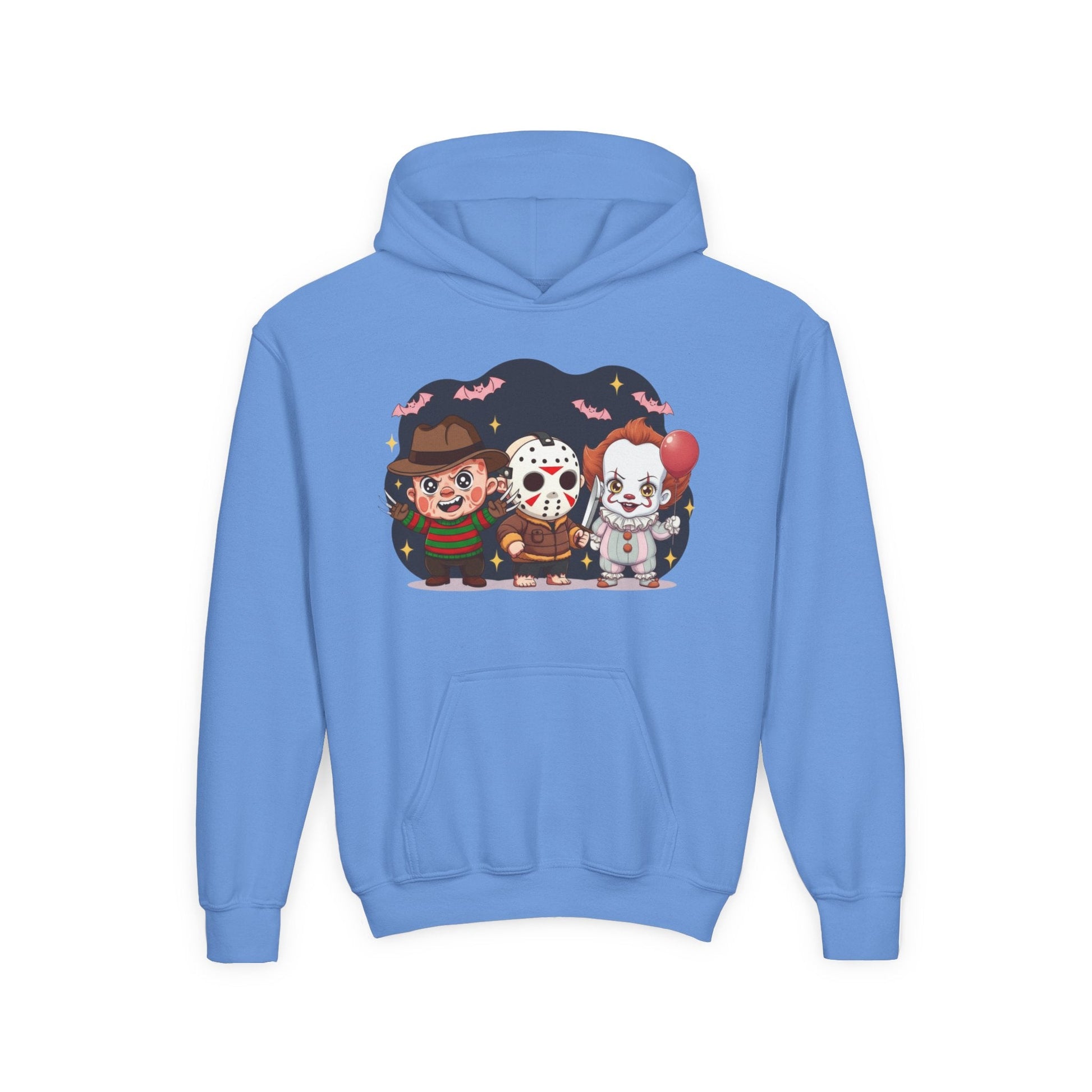 Spooky Kids’ Hoodie | Youth Heavy Blend™ Halloween Sweatshirt | Cozy Fleece, Front & Back Print, Trick - or - Treat Outfit, Horror Fan Gift – Custom Kids clothes by PixelCraft360, unique decoration for events and special gifts