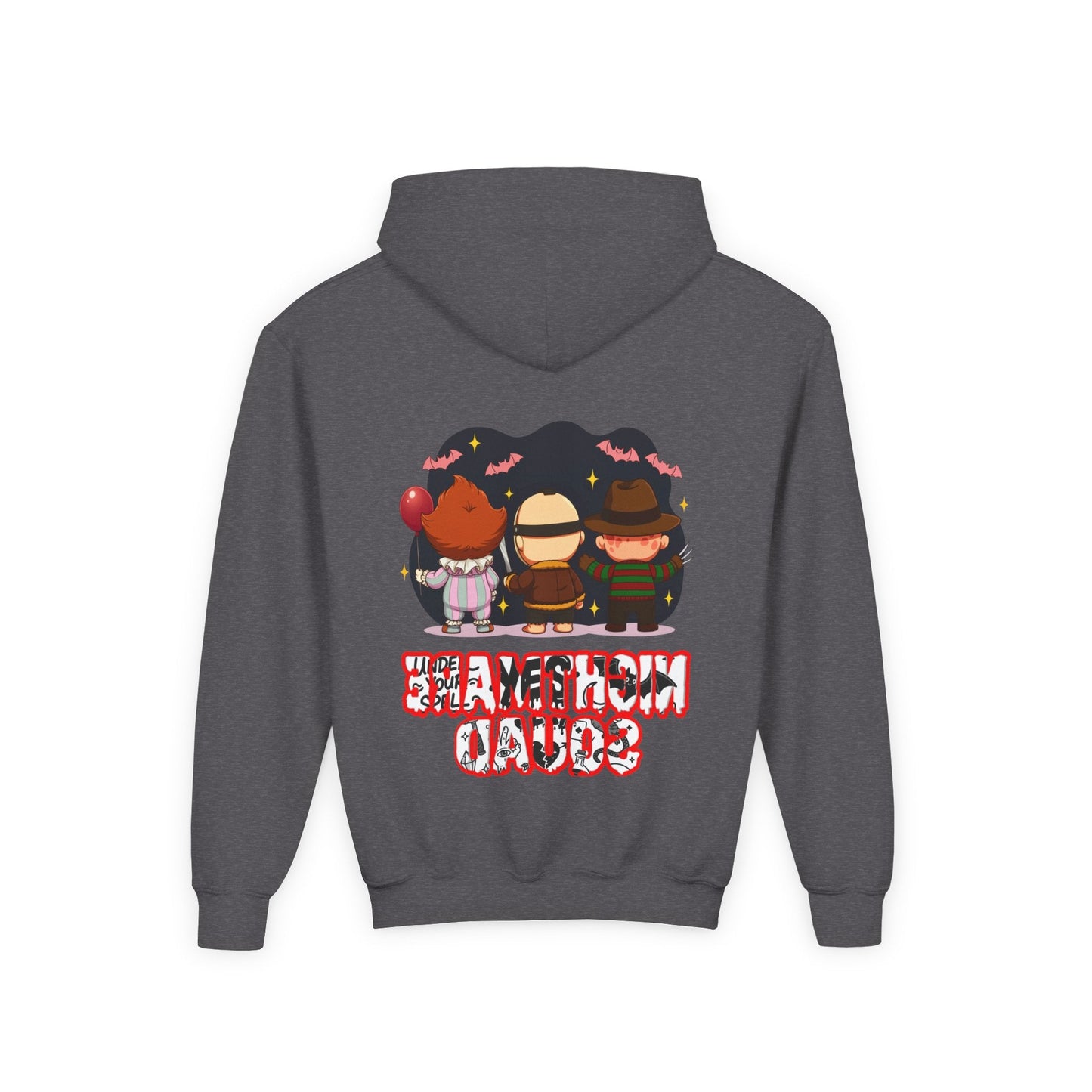 Spooky Kids’ Hoodie | Youth Heavy Blend™ Halloween Sweatshirt | Cozy Fleece, Front & Back Print, Trick - or - Treat Outfit, Horror Fan Gift – Custom Kids clothes by PixelCraft360, unique decoration for events and special gifts