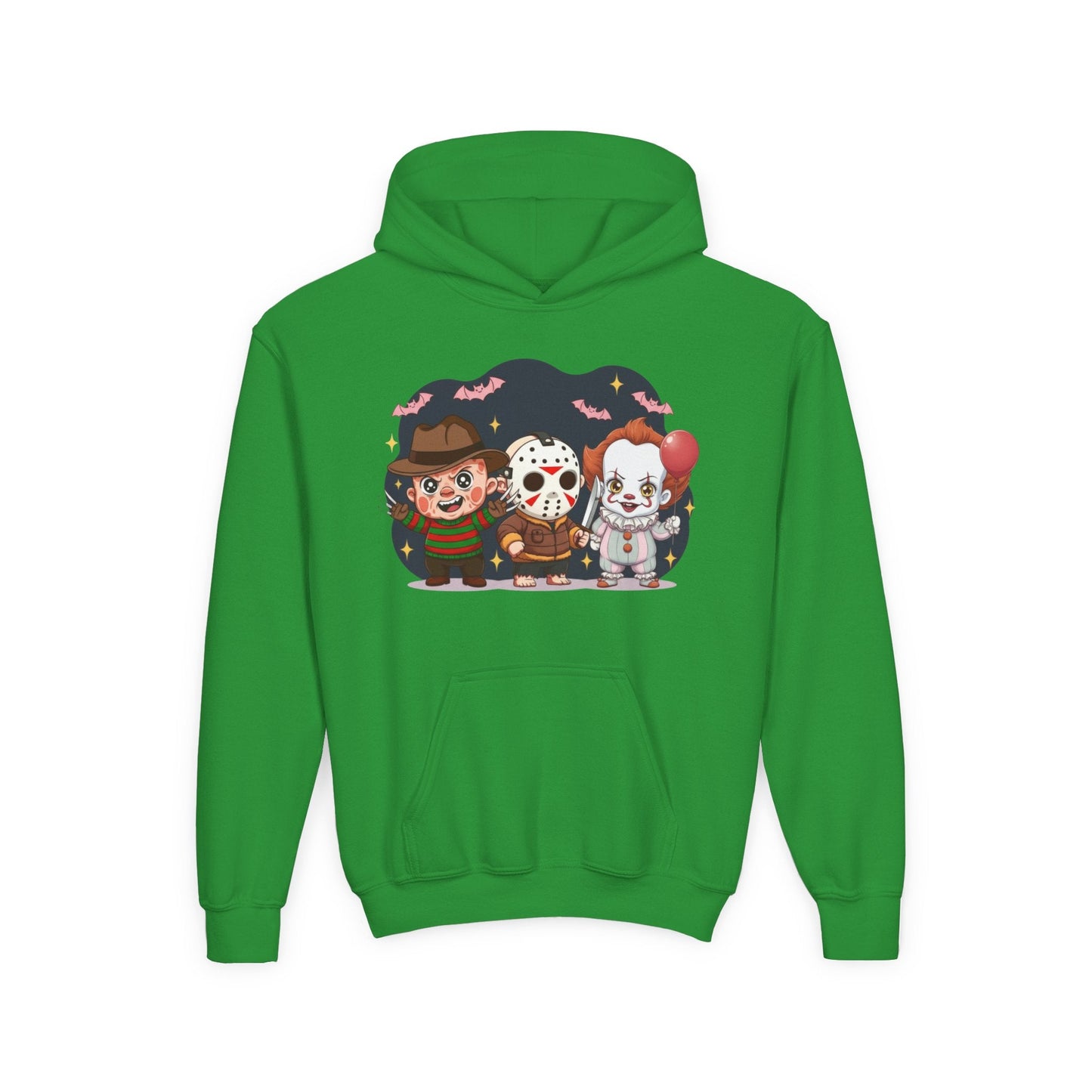 Spooky Kids’ Hoodie | Youth Heavy Blend™ Halloween Sweatshirt | Cozy Fleece, Front & Back Print, Trick - or - Treat Outfit, Horror Fan Gift – Custom Kids clothes by PixelCraft360, unique decoration for events and special gifts