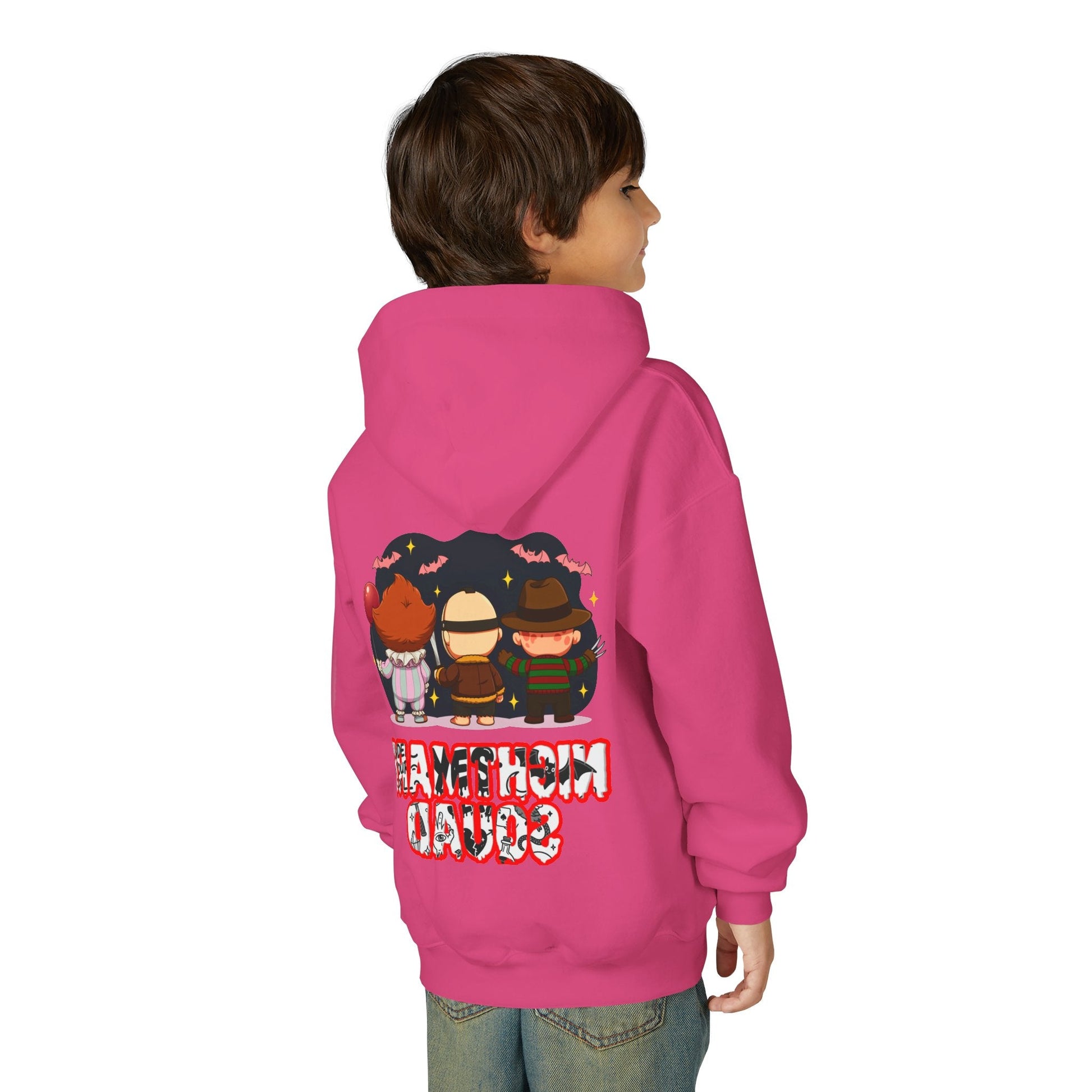 Spooky Kids’ Hoodie | Youth Heavy Blend™ Halloween Sweatshirt | Cozy Fleece, Front & Back Print, Trick - or - Treat Outfit, Horror Fan Gift – Custom Kids clothes by PixelCraft360, unique decoration for events and special gifts