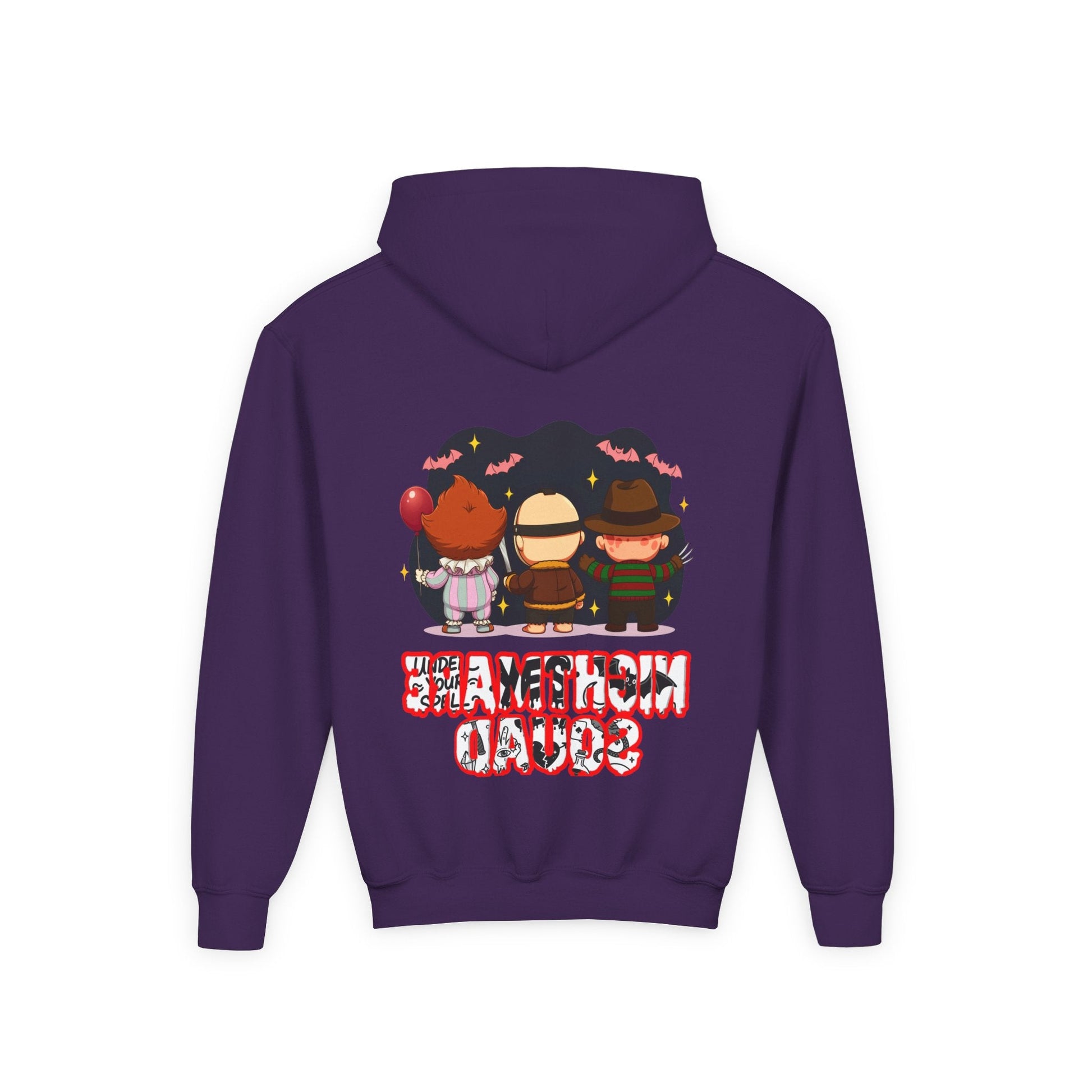 Spooky Kids’ Hoodie | Youth Heavy Blend™ Halloween Sweatshirt | Cozy Fleece, Front & Back Print, Trick - or - Treat Outfit, Horror Fan Gift – Custom Kids clothes by PixelCraft360, unique decoration for events and special gifts