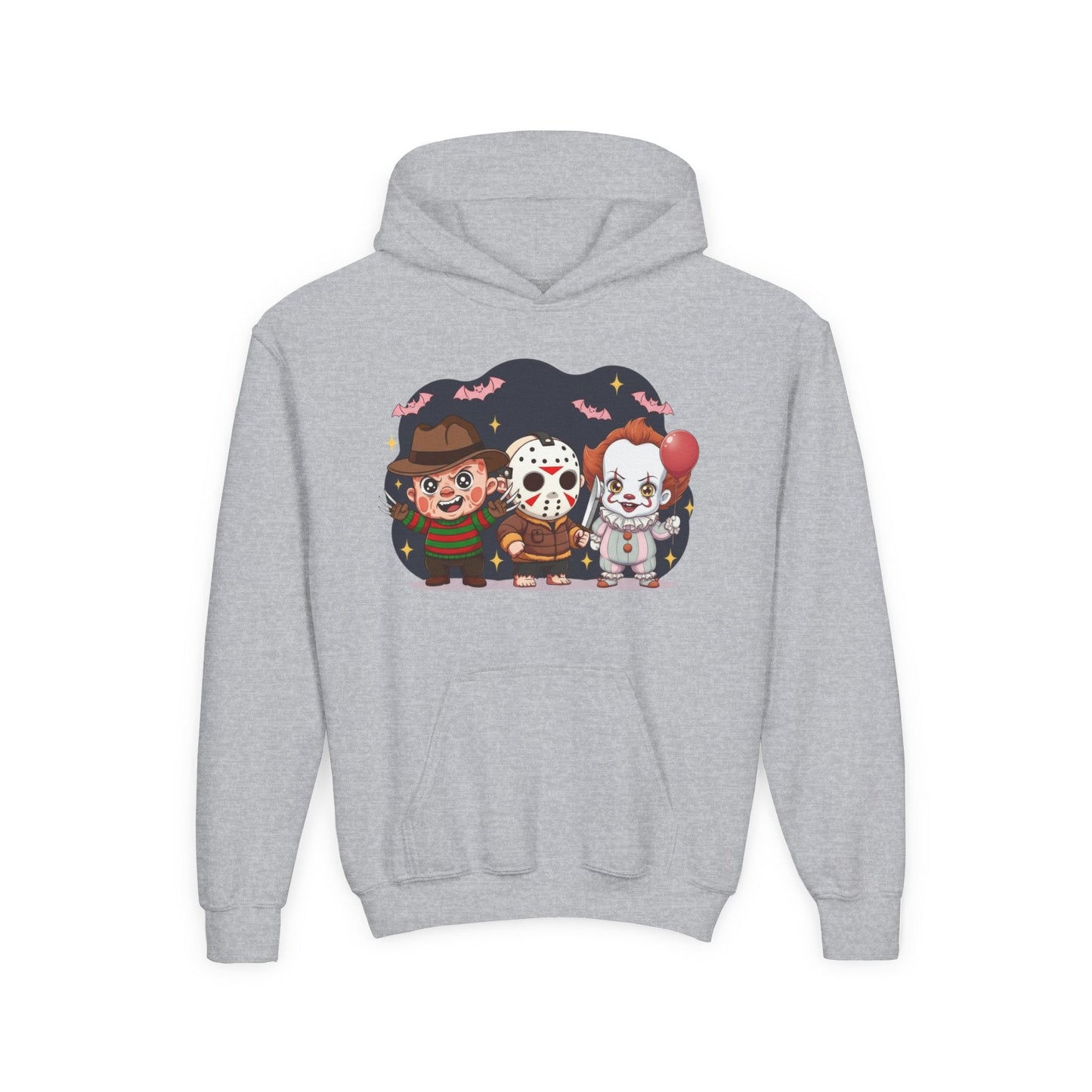 Spooky Kids’ Hoodie | Youth Heavy Blend™ Halloween Sweatshirt | Cozy Fleece, Front & Back Print, Trick - or - Treat Outfit, Horror Fan Gift – Custom Kids clothes by PixelCraft360, unique decoration for events and special gifts