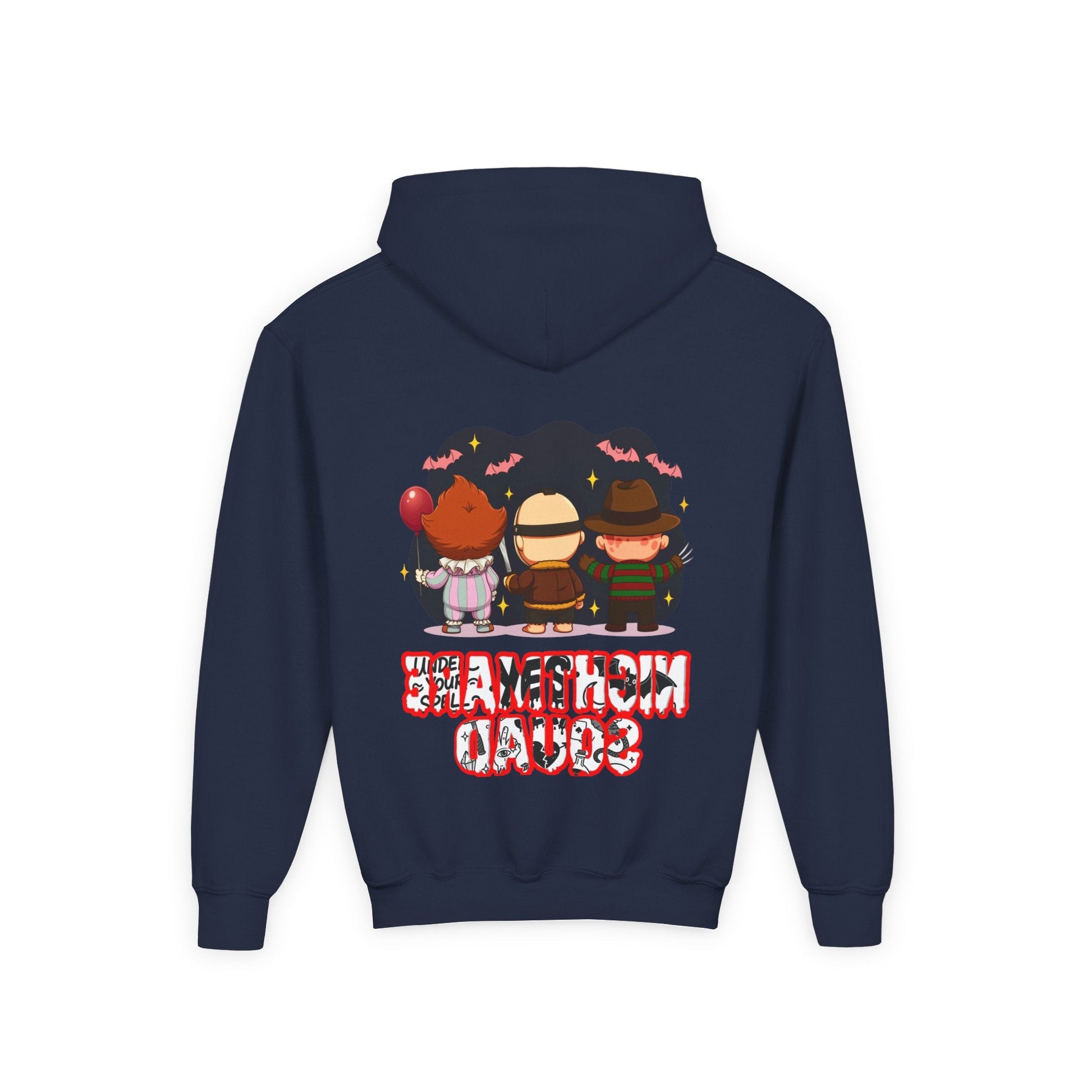 Spooky Kids’ Hoodie | Youth Heavy Blend™ Halloween Sweatshirt | Cozy Fleece, Front & Back Print, Trick - or - Treat Outfit, Horror Fan Gift – Custom Kids clothes by PixelCraft360, unique decoration for events and special gifts