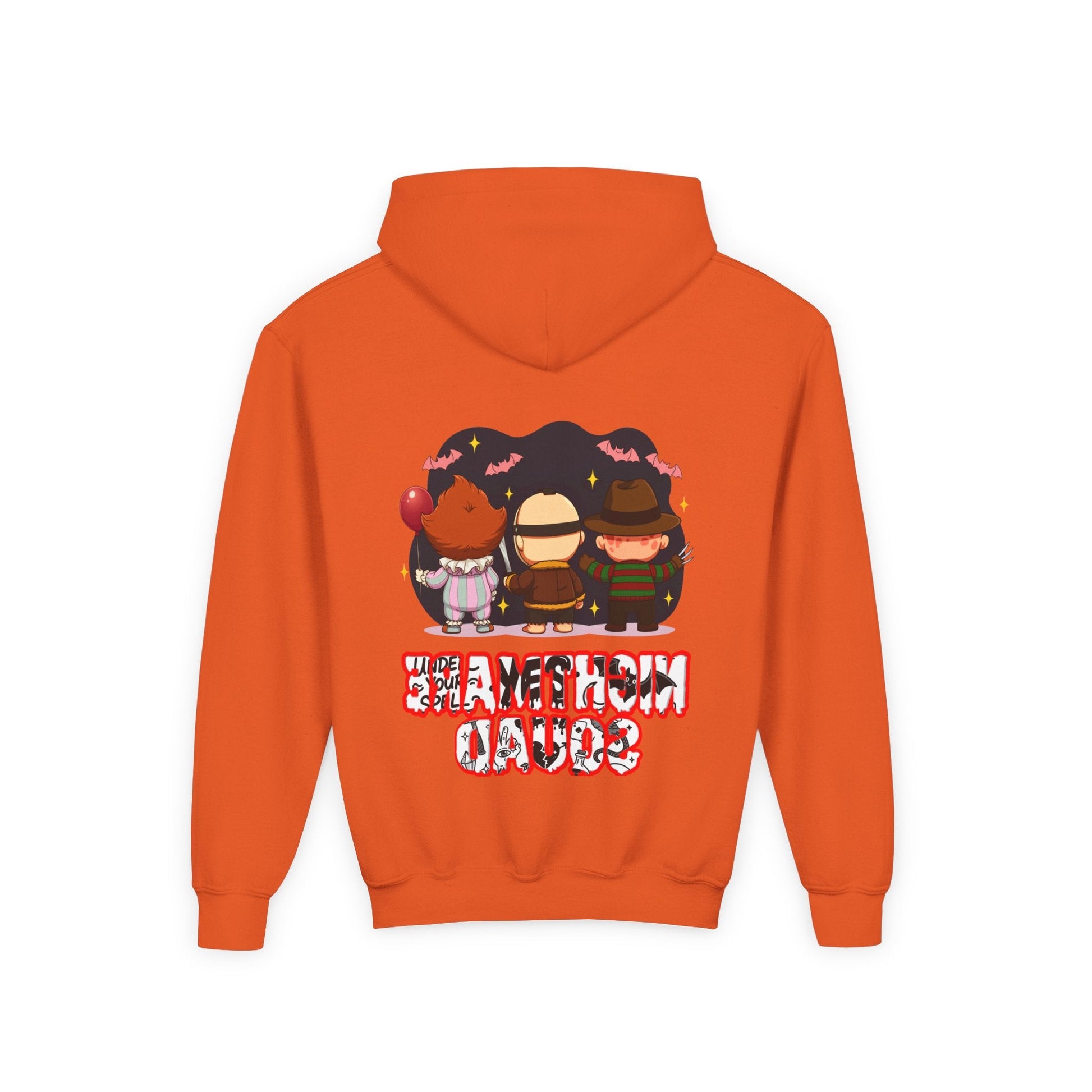 Spooky Kids’ Hoodie | Youth Heavy Blend™ Halloween Sweatshirt | Cozy Fleece, Front & Back Print, Trick - or - Treat Outfit, Horror Fan Gift – Custom Kids clothes by PixelCraft360, unique decoration for events and special gifts