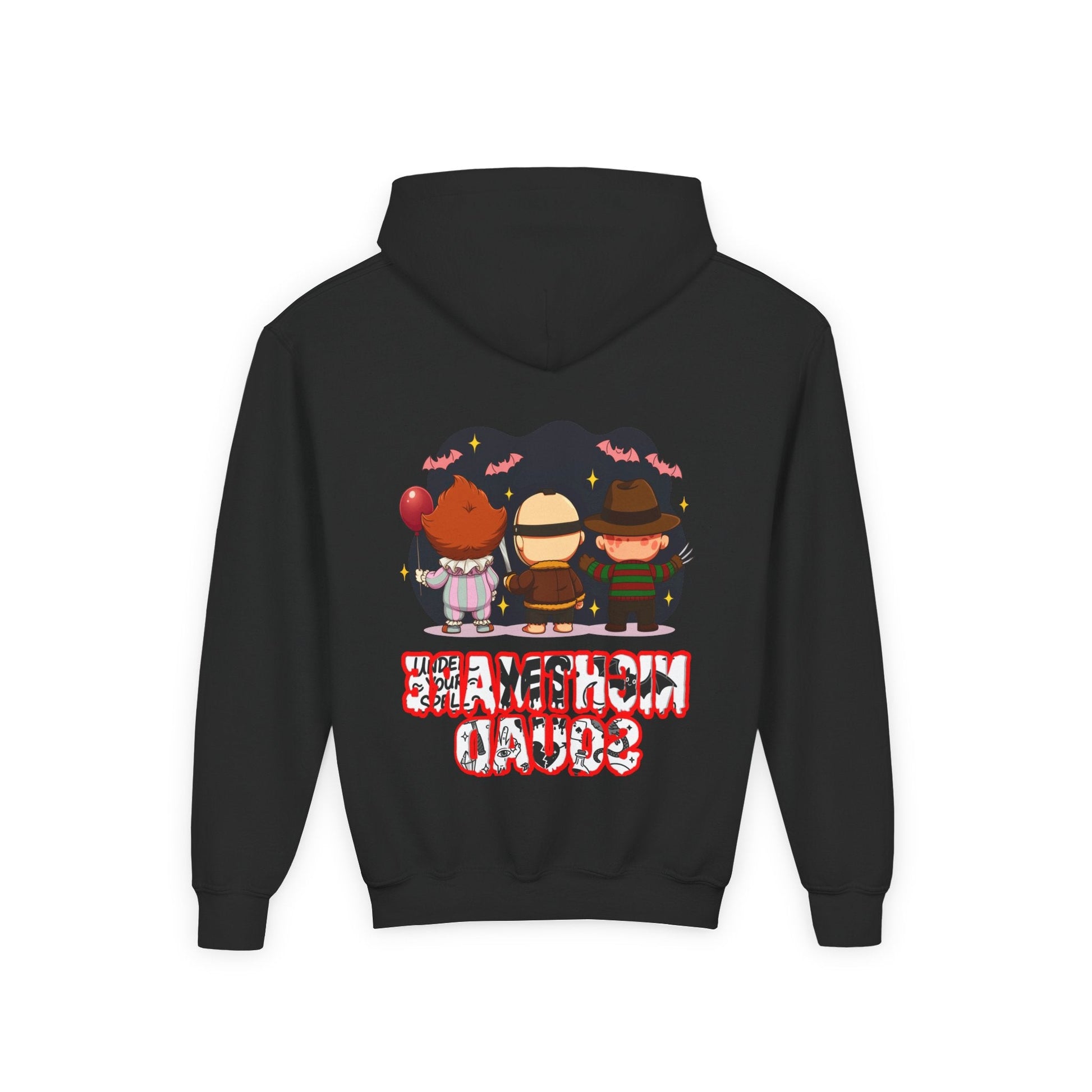 Spooky Kids’ Hoodie | Youth Heavy Blend™ Halloween Sweatshirt | Cozy Fleece, Front & Back Print, Trick - or - Treat Outfit, Horror Fan Gift – Custom Kids clothes by PixelCraft360, unique decoration for events and special gifts