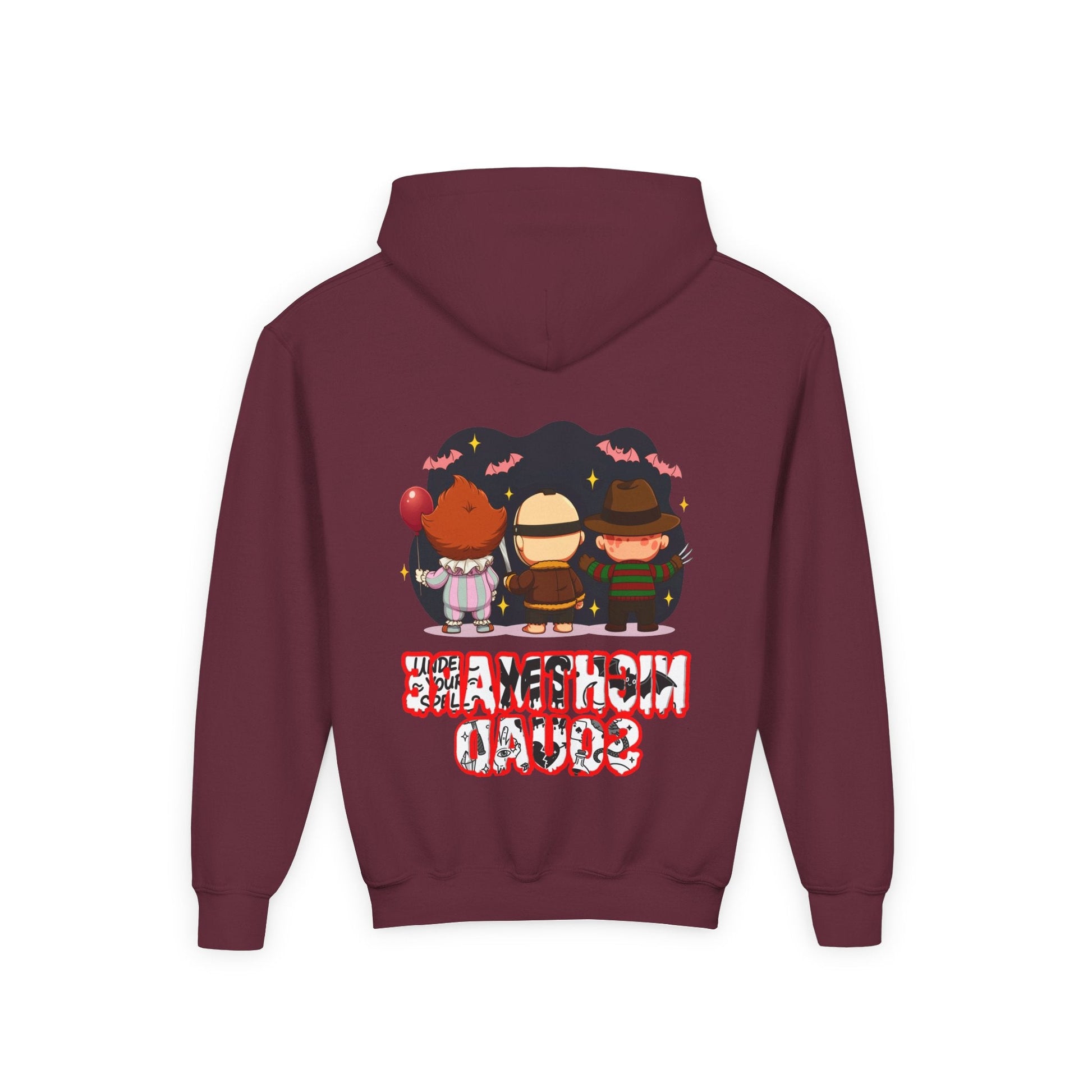Spooky Kids’ Hoodie | Youth Heavy Blend™ Halloween Sweatshirt | Cozy Fleece, Front & Back Print, Trick - or - Treat Outfit, Horror Fan Gift – Custom Kids clothes by PixelCraft360, unique decoration for events and special gifts