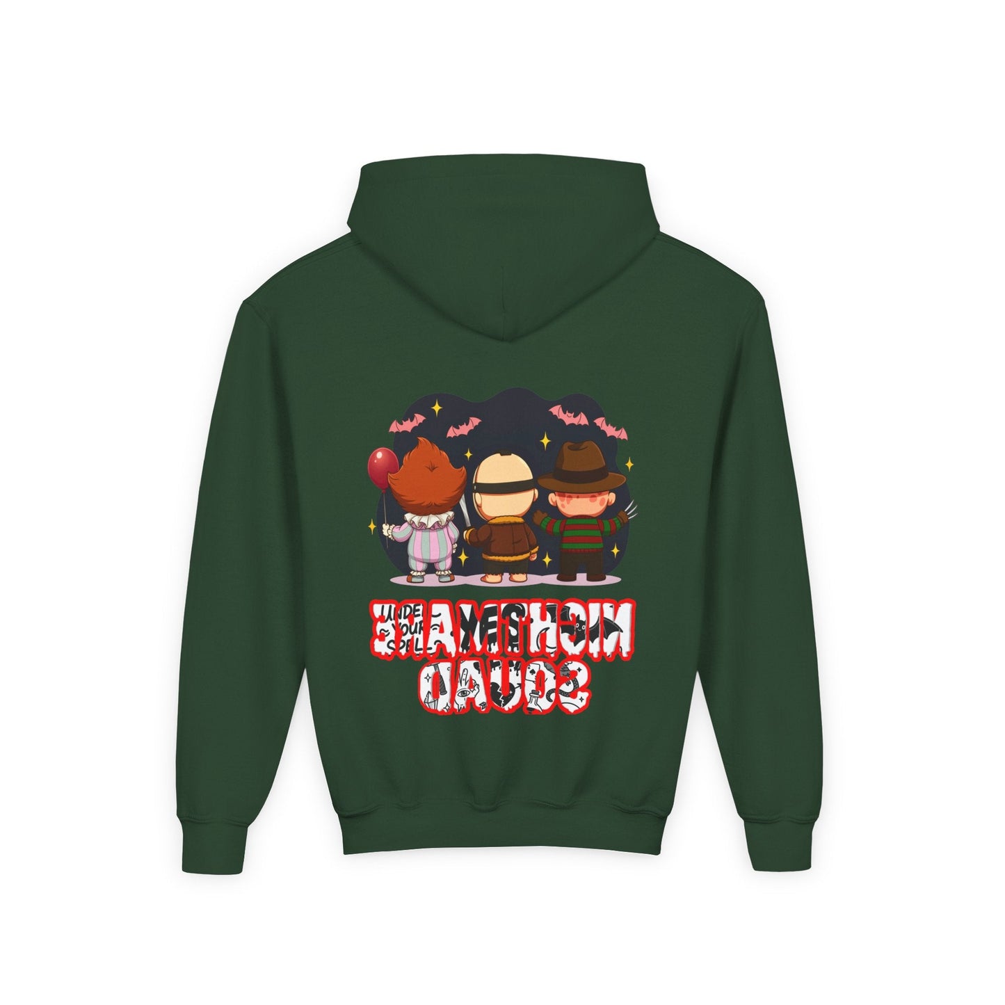 Spooky Kids’ Hoodie | Youth Heavy Blend™ Halloween Sweatshirt | Cozy Fleece, Front & Back Print, Trick - or - Treat Outfit, Horror Fan Gift – Custom Kids clothes by PixelCraft360, unique decoration for events and special gifts