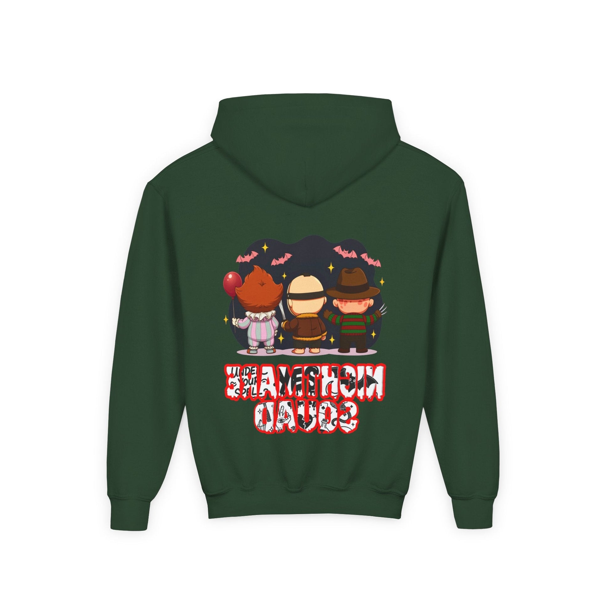 Spooky Kids’ Hoodie | Youth Heavy Blend™ Halloween Sweatshirt | Cozy Fleece, Front & Back Print, Trick - or - Treat Outfit, Horror Fan Gift – Custom Kids clothes by PixelCraft360, unique decoration for events and special gifts