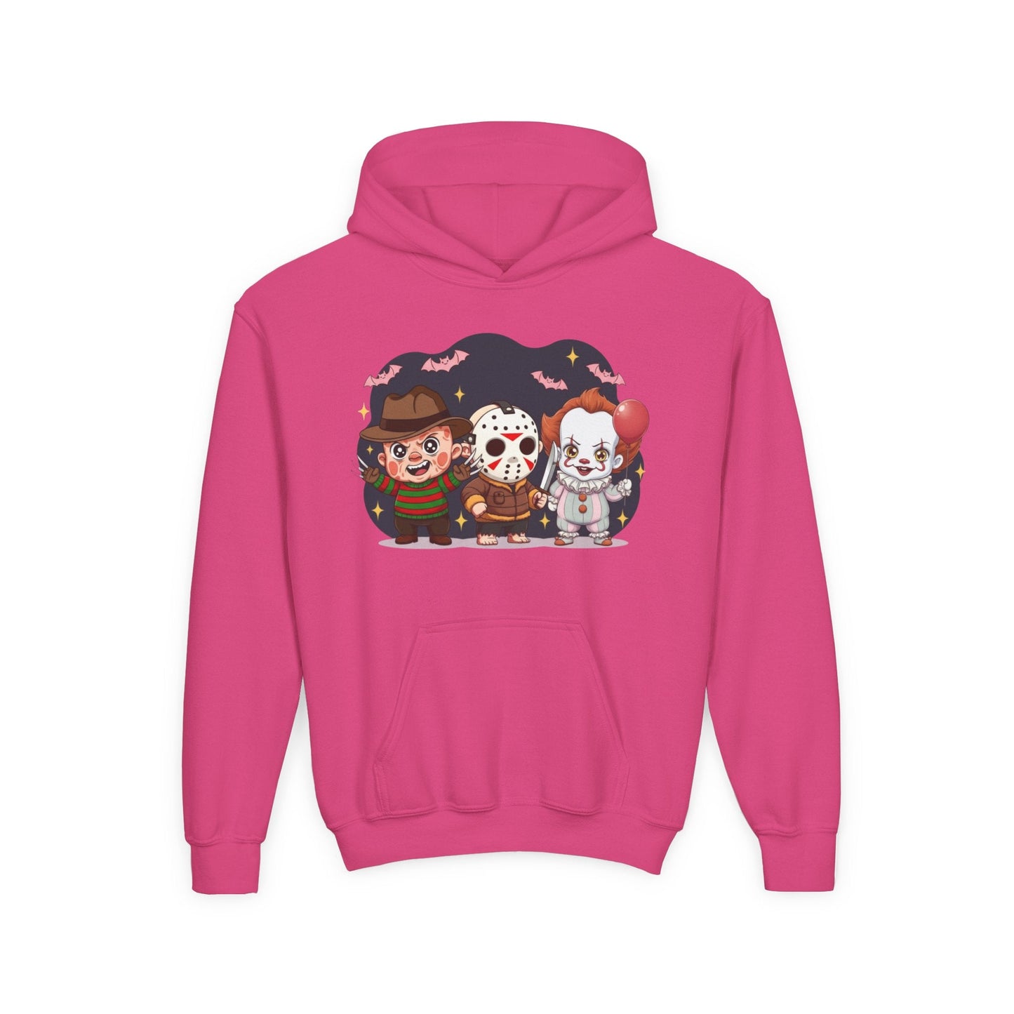 Spooky Kids’ Hoodie | Youth Heavy Blend™ Halloween Sweatshirt | Cozy Fleece, Front & Back Print, Trick - or - Treat Outfit, Horror Fan Gift – Custom Kids clothes by PixelCraft360, unique decoration for events and special gifts