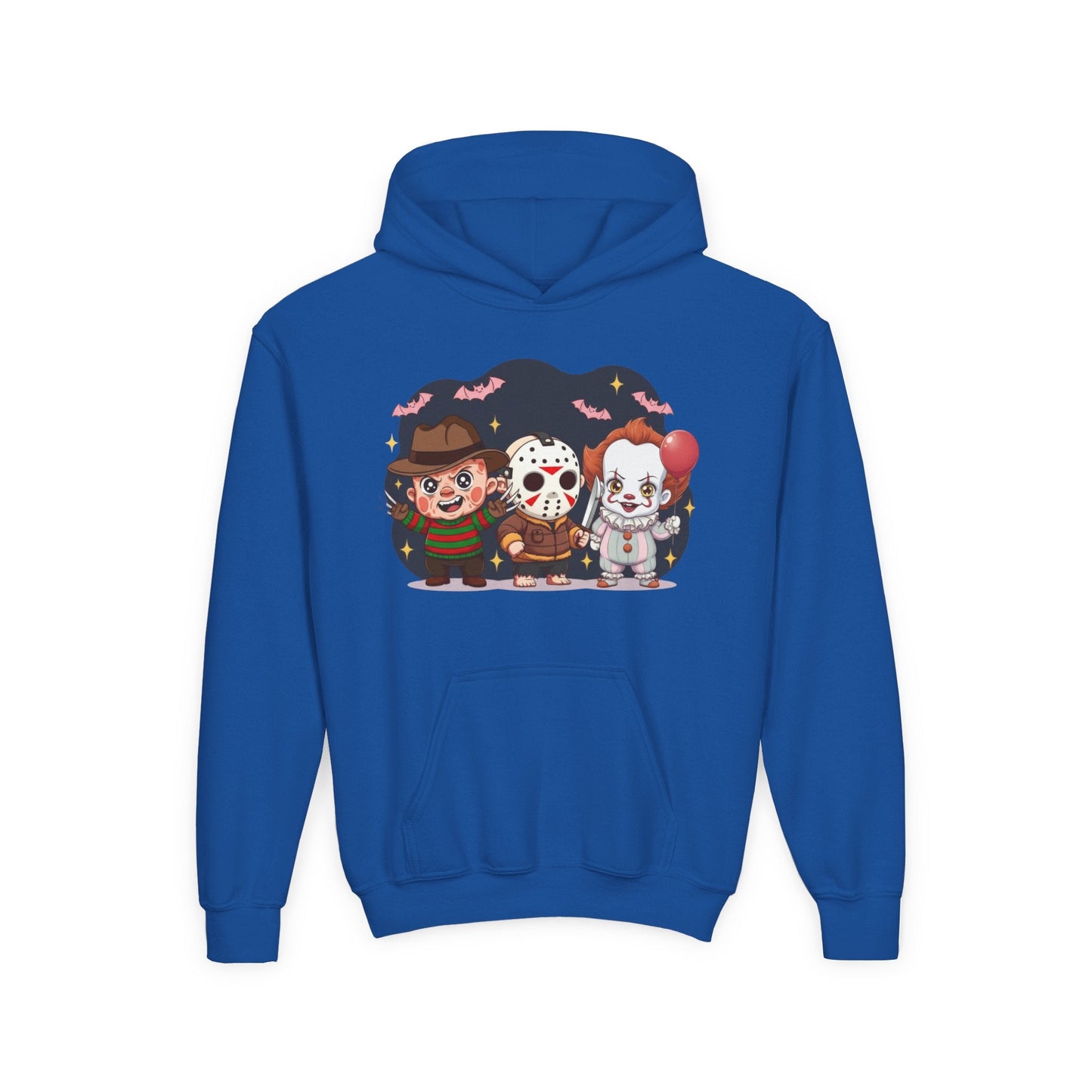 Spooky Kids’ Hoodie | Youth Heavy Blend™ Halloween Sweatshirt | Cozy Fleece, Front & Back Print, Trick - or - Treat Outfit, Horror Fan Gift – Custom Kids clothes by PixelCraft360, unique decoration for events and special gifts