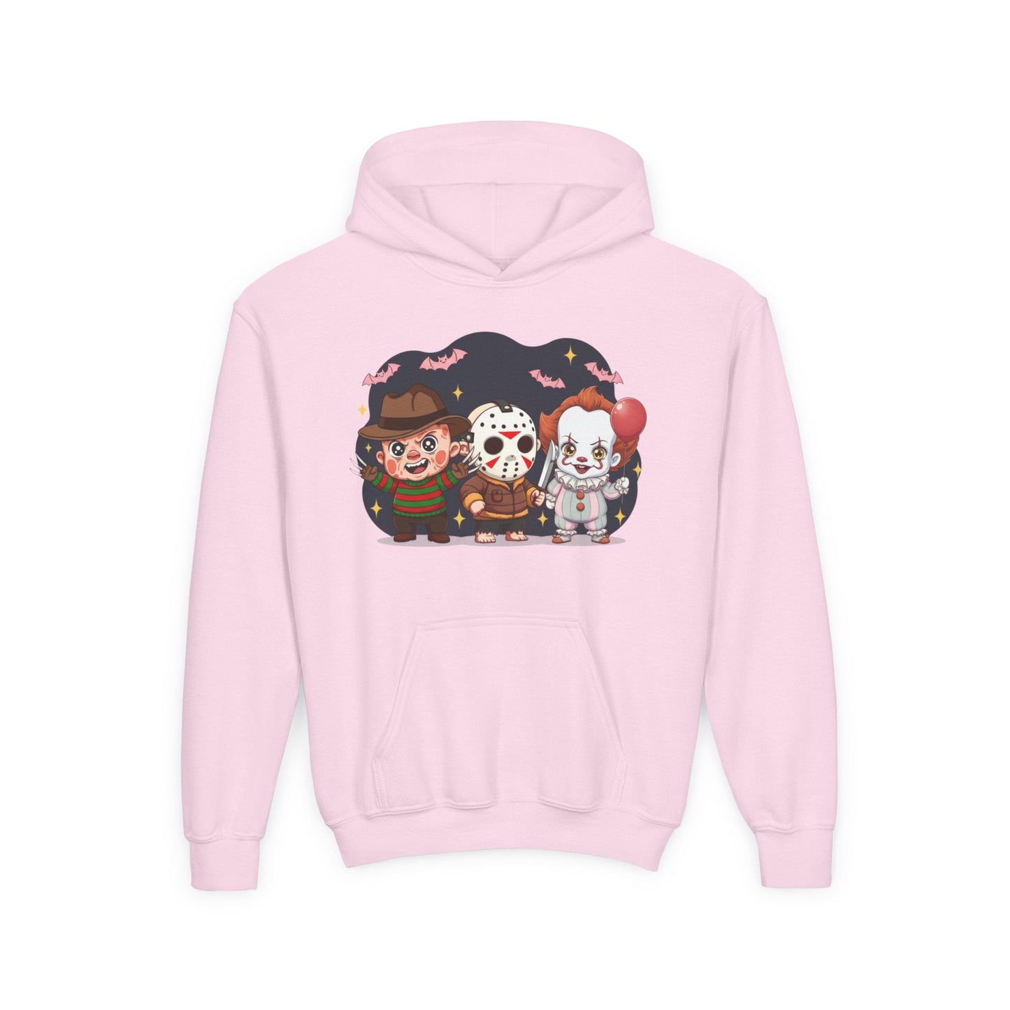 Spooky Kids’ Hoodie | Youth Heavy Blend™ Halloween Sweatshirt | Cozy Fleece, Front & Back Print, Trick - or - Treat Outfit, Horror Fan Gift – Custom Kids clothes by PixelCraft360, unique decoration for events and special gifts