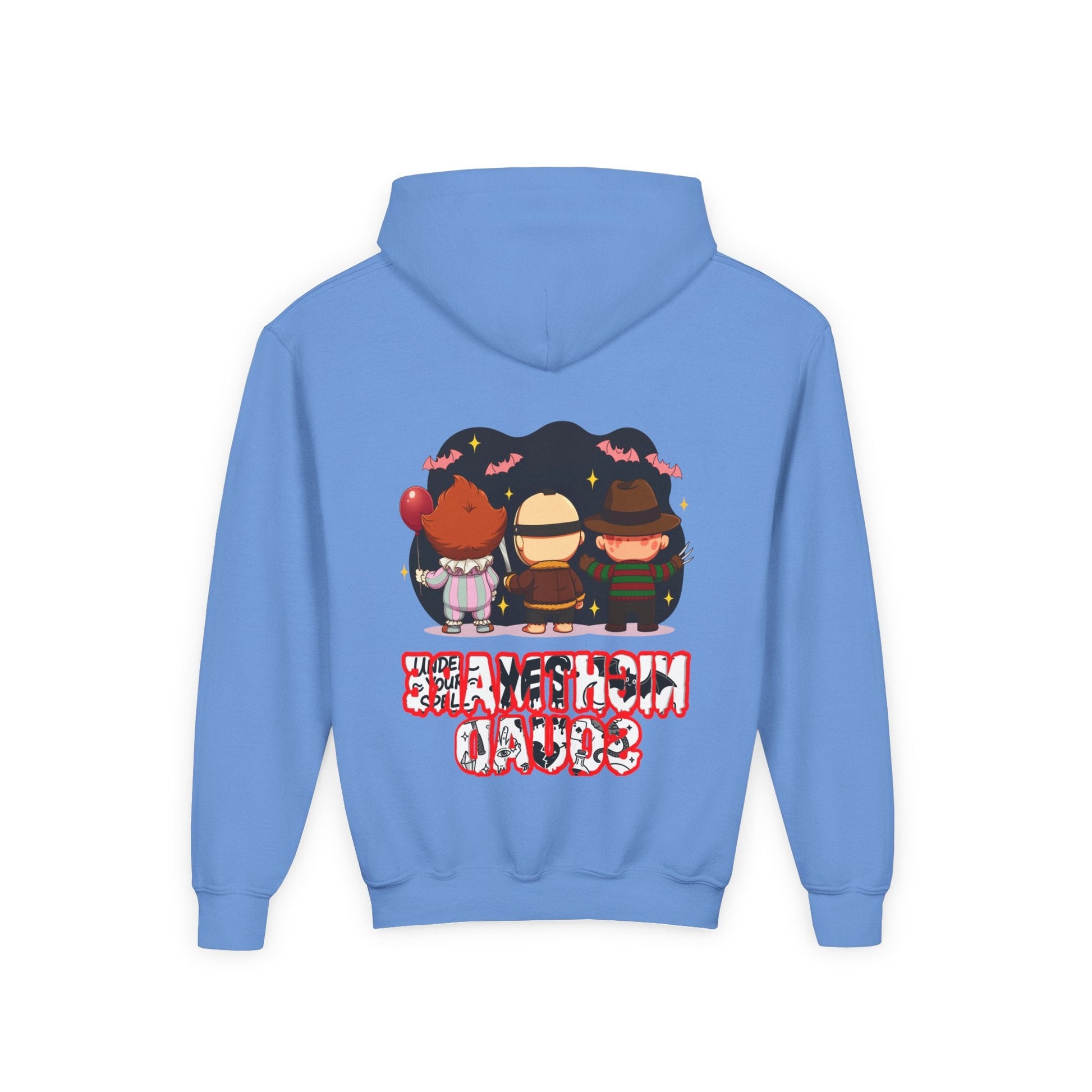 Spooky Kids’ Hoodie | Youth Heavy Blend™ Halloween Sweatshirt | Cozy Fleece, Front & Back Print, Trick - or - Treat Outfit, Horror Fan Gift – Custom Kids clothes by PixelCraft360, unique decoration for events and special gifts