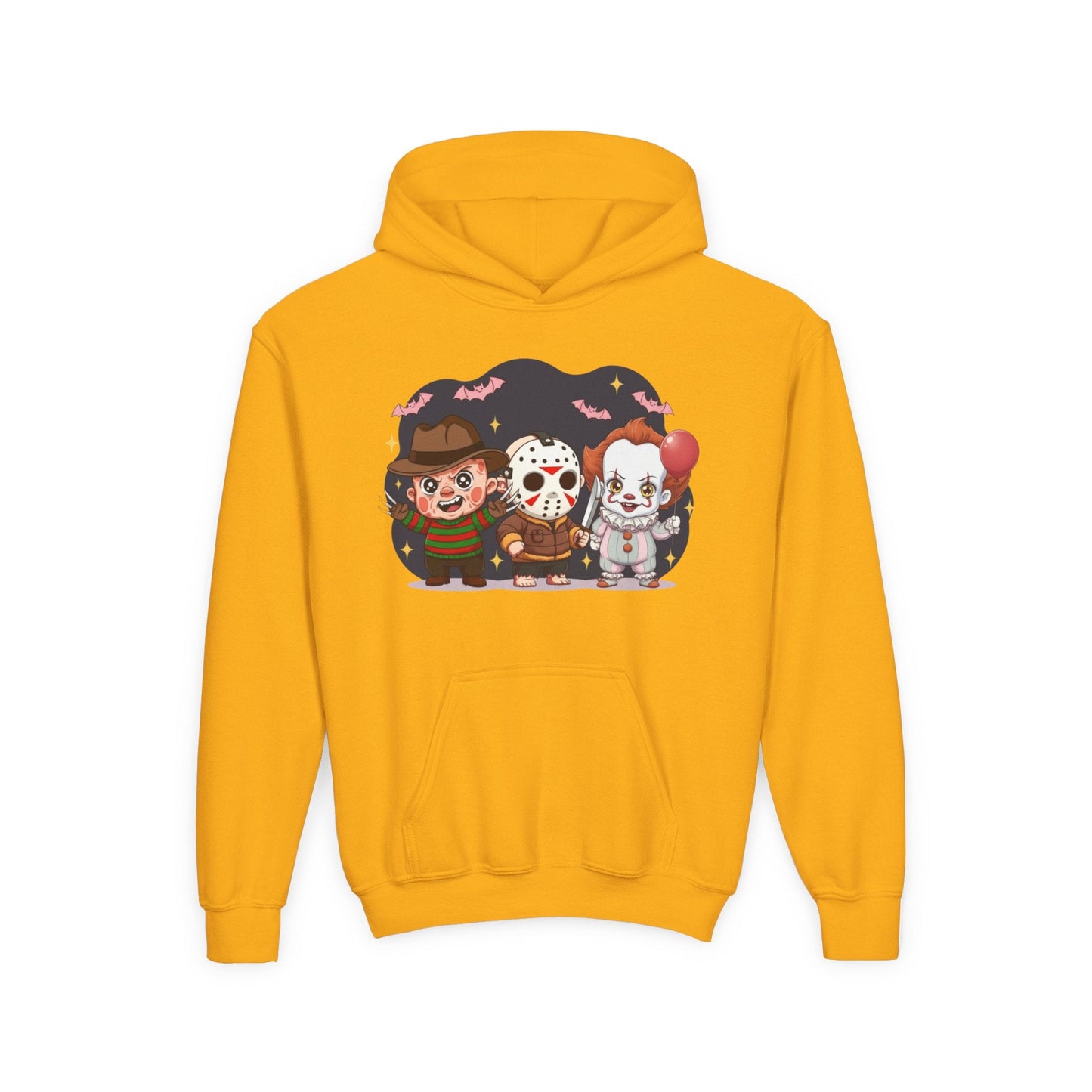 Spooky Kids’ Hoodie | Youth Heavy Blend™ Halloween Sweatshirt | Cozy Fleece, Front & Back Print, Trick - or - Treat Outfit, Horror Fan Gift – Custom Kids clothes by PixelCraft360, unique decoration for events and special gifts