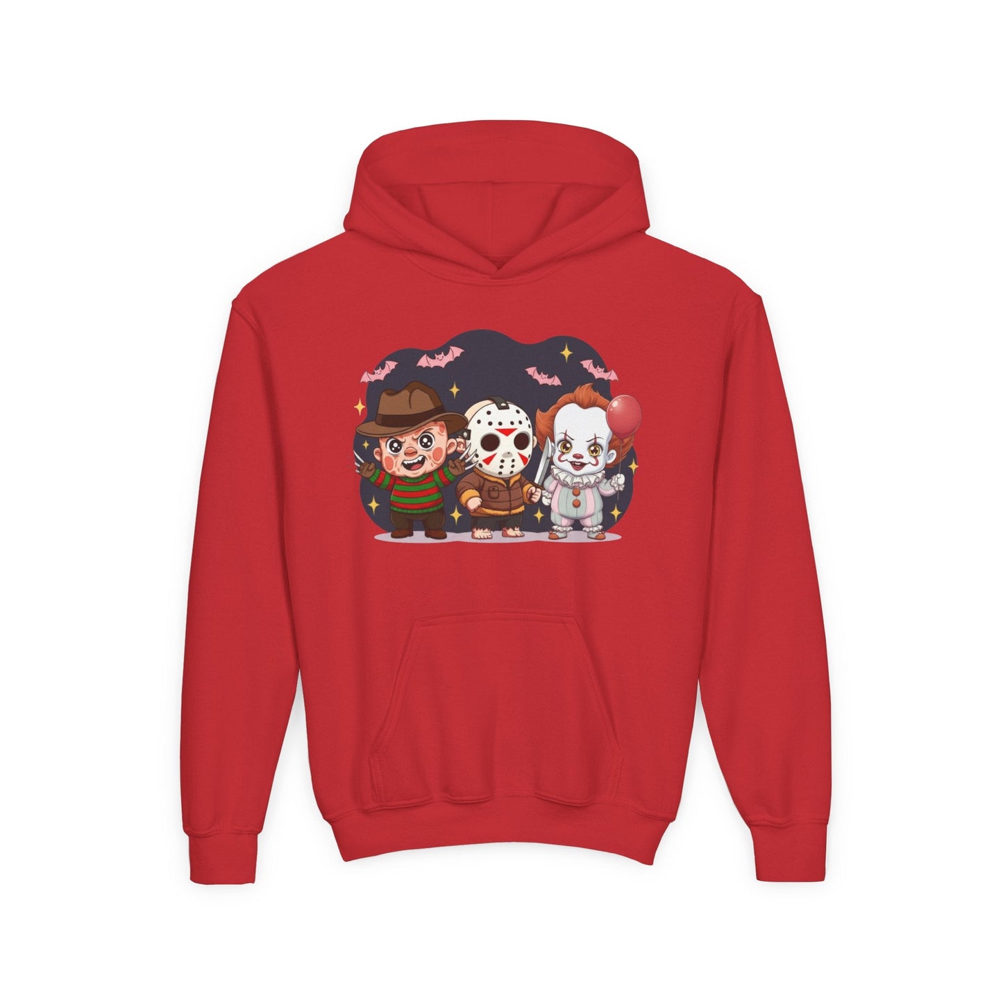 Spooky Kids’ Hoodie | Youth Heavy Blend™ Halloween Sweatshirt | Cozy Fleece, Front & Back Print, Trick - or - Treat Outfit, Horror Fan Gift – Custom Kids clothes by PixelCraft360, unique decoration for events and special gifts
