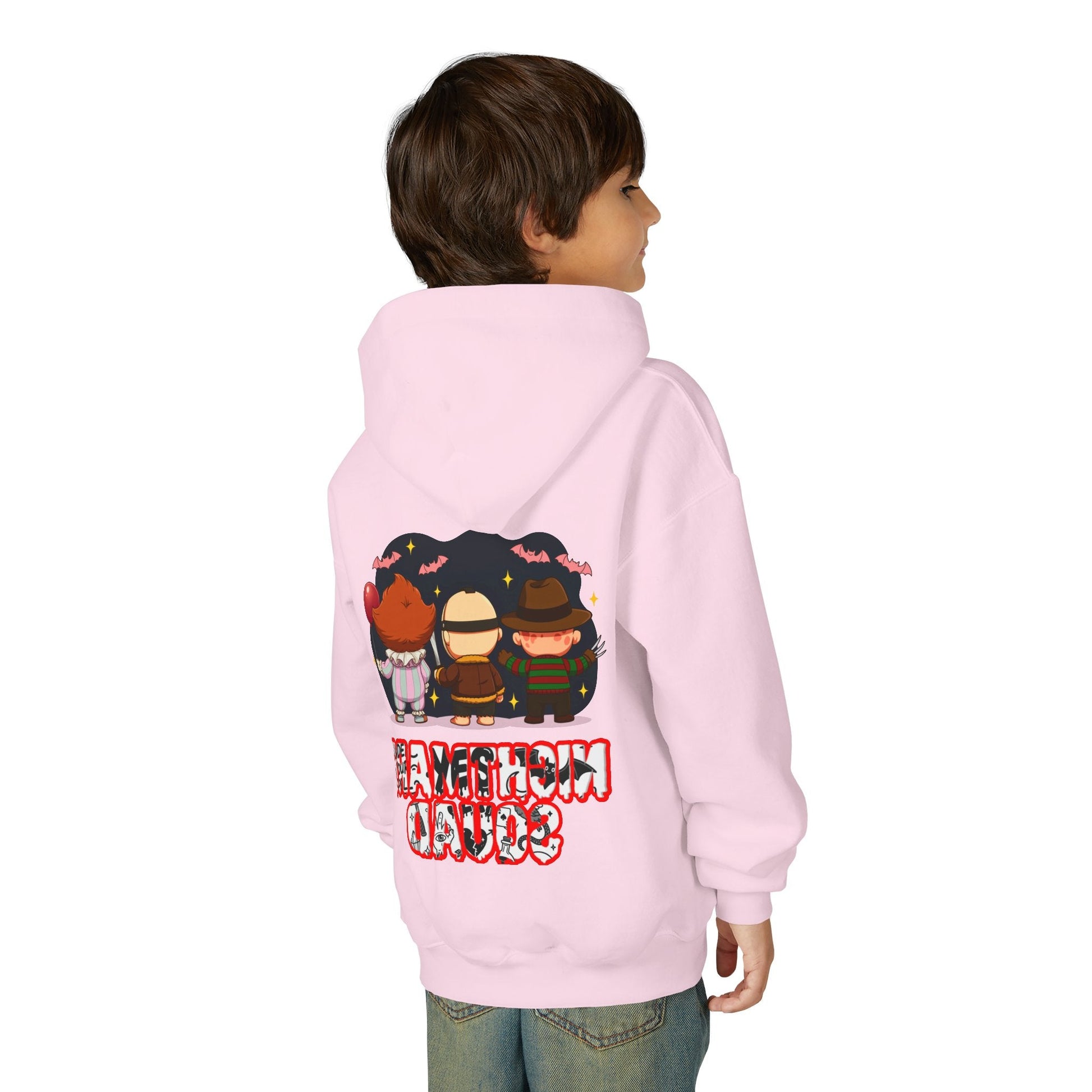 Spooky Kids’ Hoodie | Youth Heavy Blend™ Halloween Sweatshirt | Cozy Fleece, Front & Back Print, Trick - or - Treat Outfit, Horror Fan Gift – Custom Kids clothes by PixelCraft360, unique decoration for events and special gifts