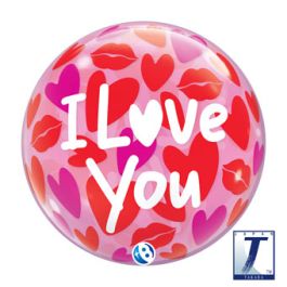 I Love You Kiss Balloons 22 Inch - Heart Shaped Foil Decor - Image 1