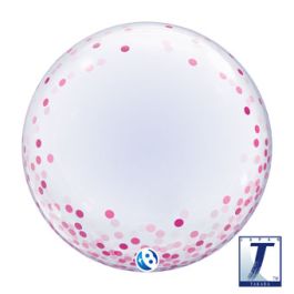 Pink Confetti Dot Balloon 24 Inch Round Foil - Image 1