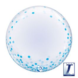 Blue Confetti Dots Foil Balloon 24 Inch - Image 1