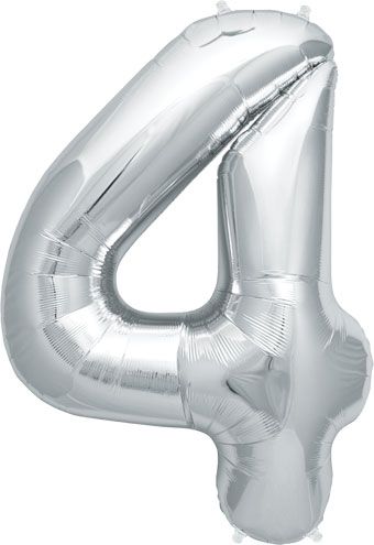 Silver Number 4 Balloon - 3-Pack - Image 1