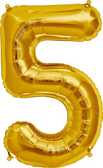 Gold Number 5 Balloon - 3-Pack - Image 1